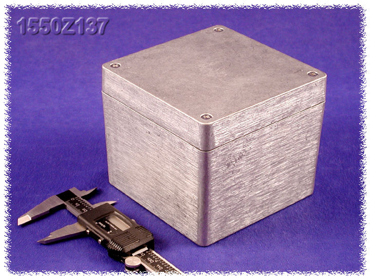 1550Z137 unpainted square deep watertight diecast aluminum enclosure, 121 x 121 x 102 mm