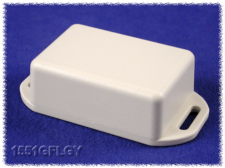 Hammond 1551GFLGY light gray ABS plastic enclosure with flanged lid, 50 x 35 x 20 mm