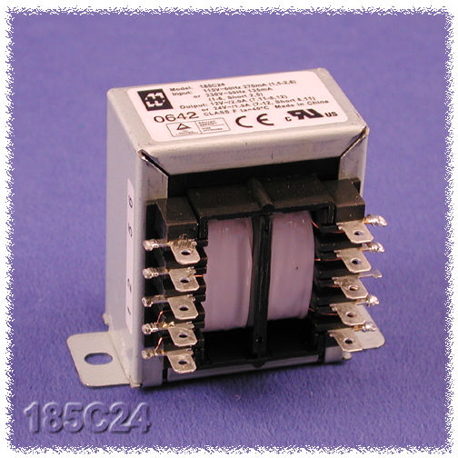 185C16 25VA low voltage chassis mount power transformer with 16V center-tapped secondary and dual use terminals — view 2