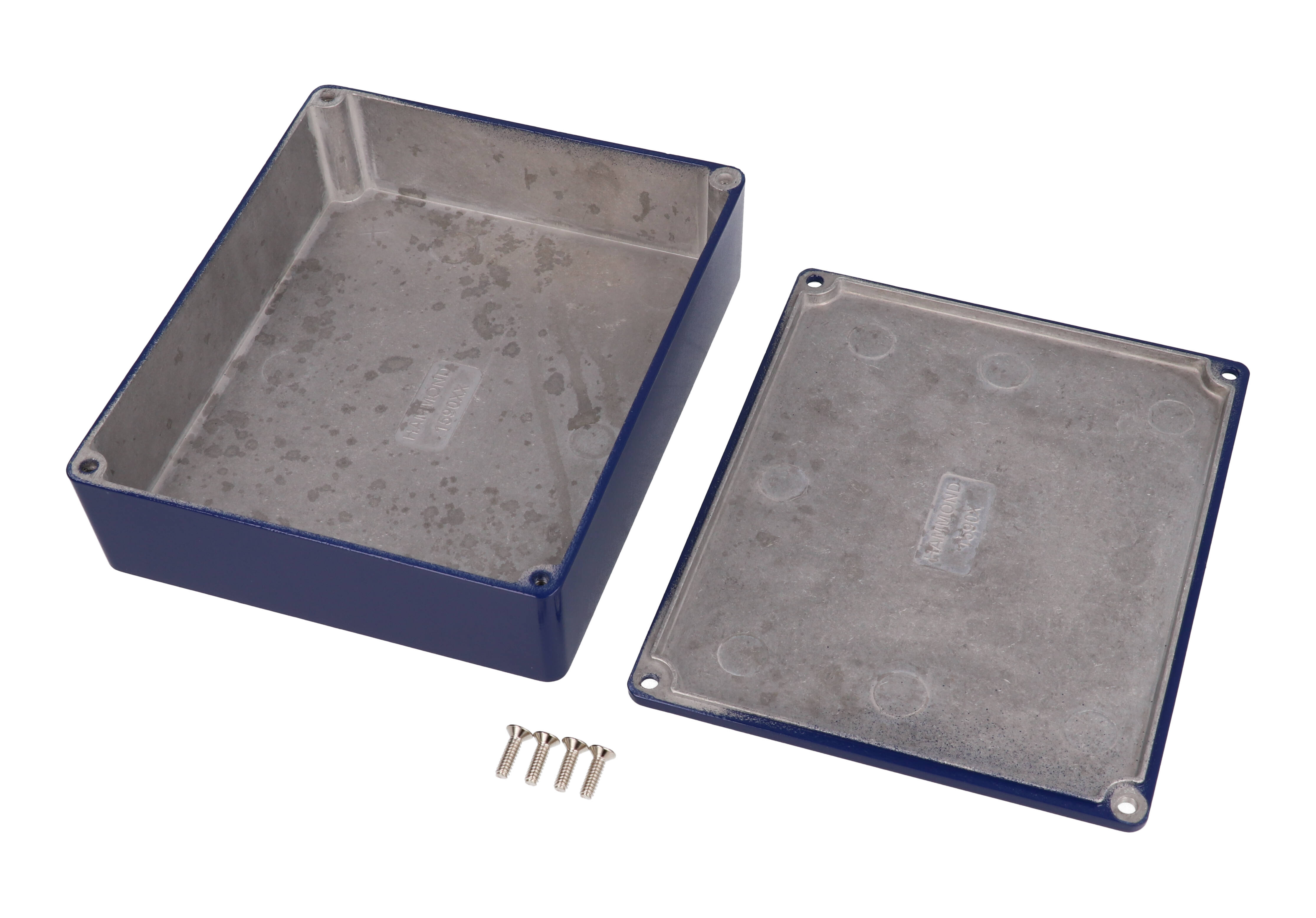 1590XXCB cobalt blue powder coated 145 x 121 mm diecast aluminum stomp box enclosure