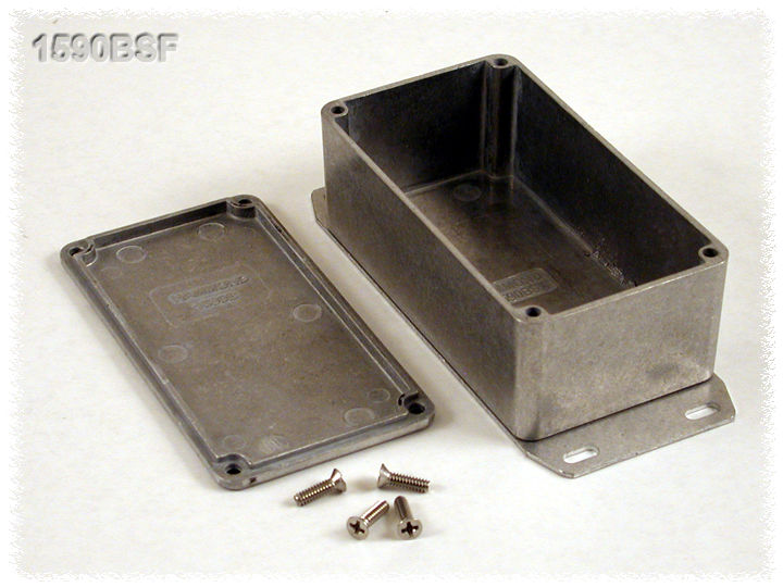 1590BSF natural diecast aluminum enclosure with welded bottom mounting flange