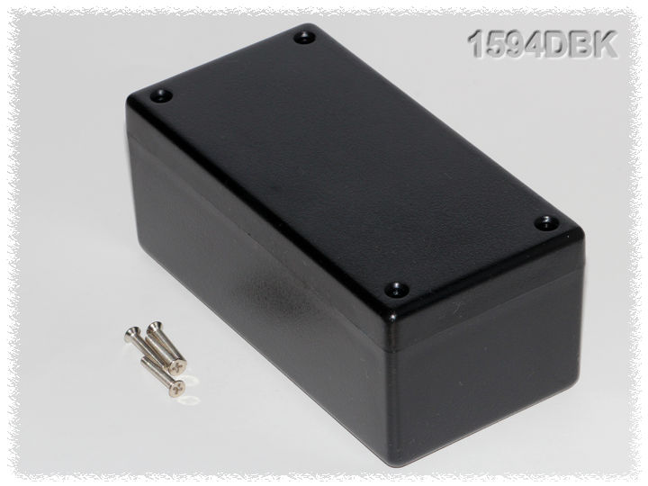 1594DBK black flame retardant ABS PCB enclosure with lid, 132 x 66 x 55 mm