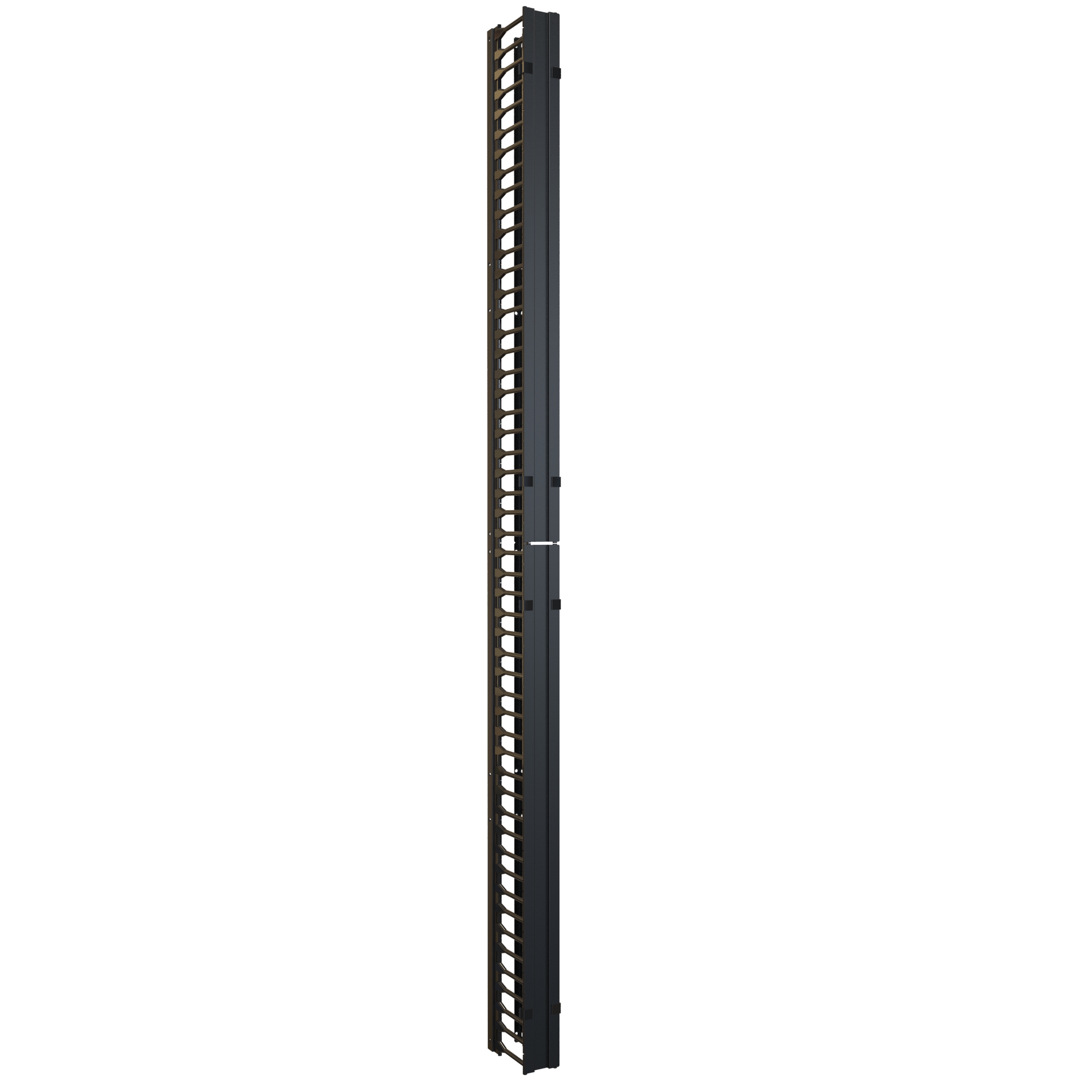 Hammond H1VFMC3142UBK 42U black steel vertical finger cable manager with removable aluminum door cover for 31.5 in wide H1 server cabinets