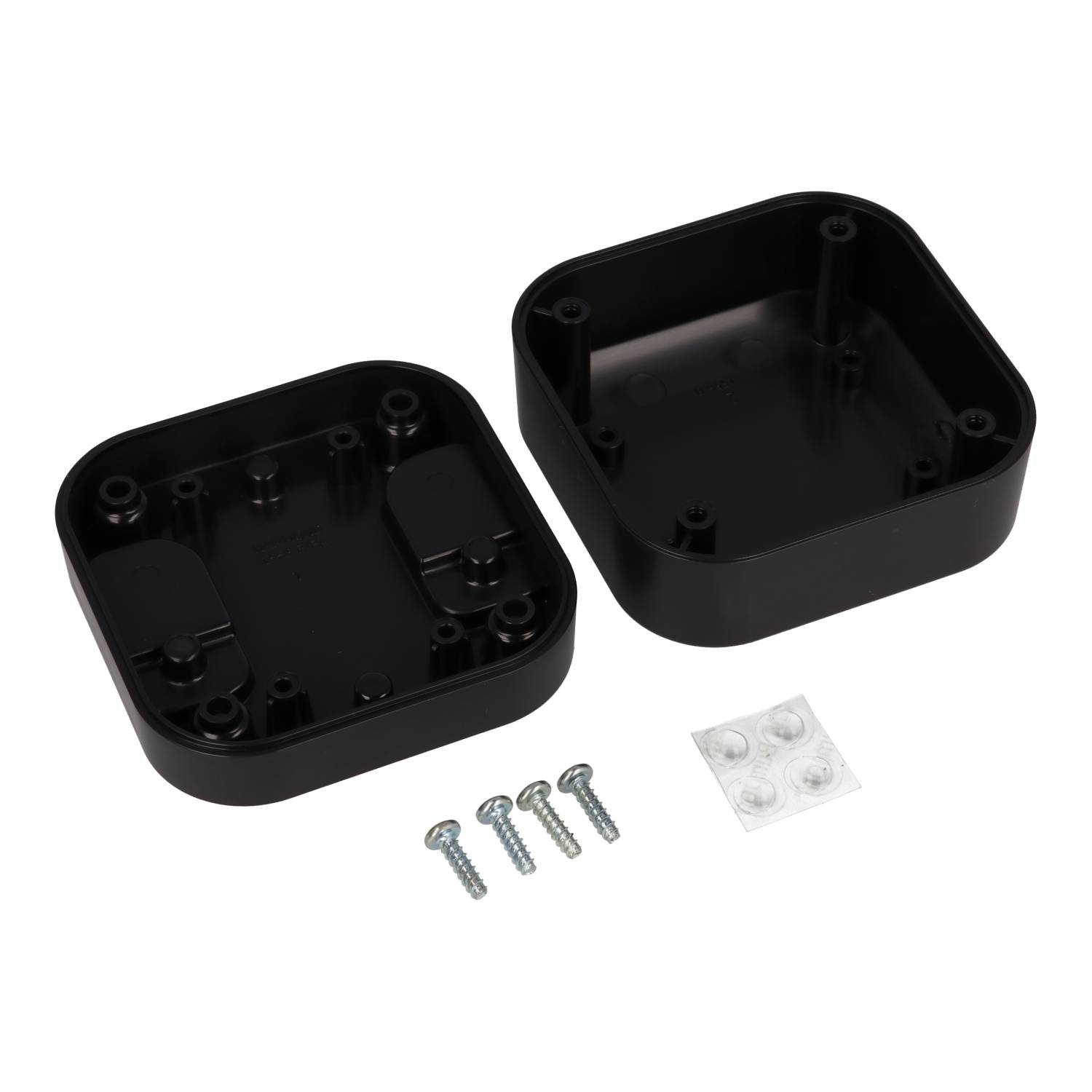 1556BBK black low-profile flame retardant ABS enclosure, 80 x 80 x 45 mm