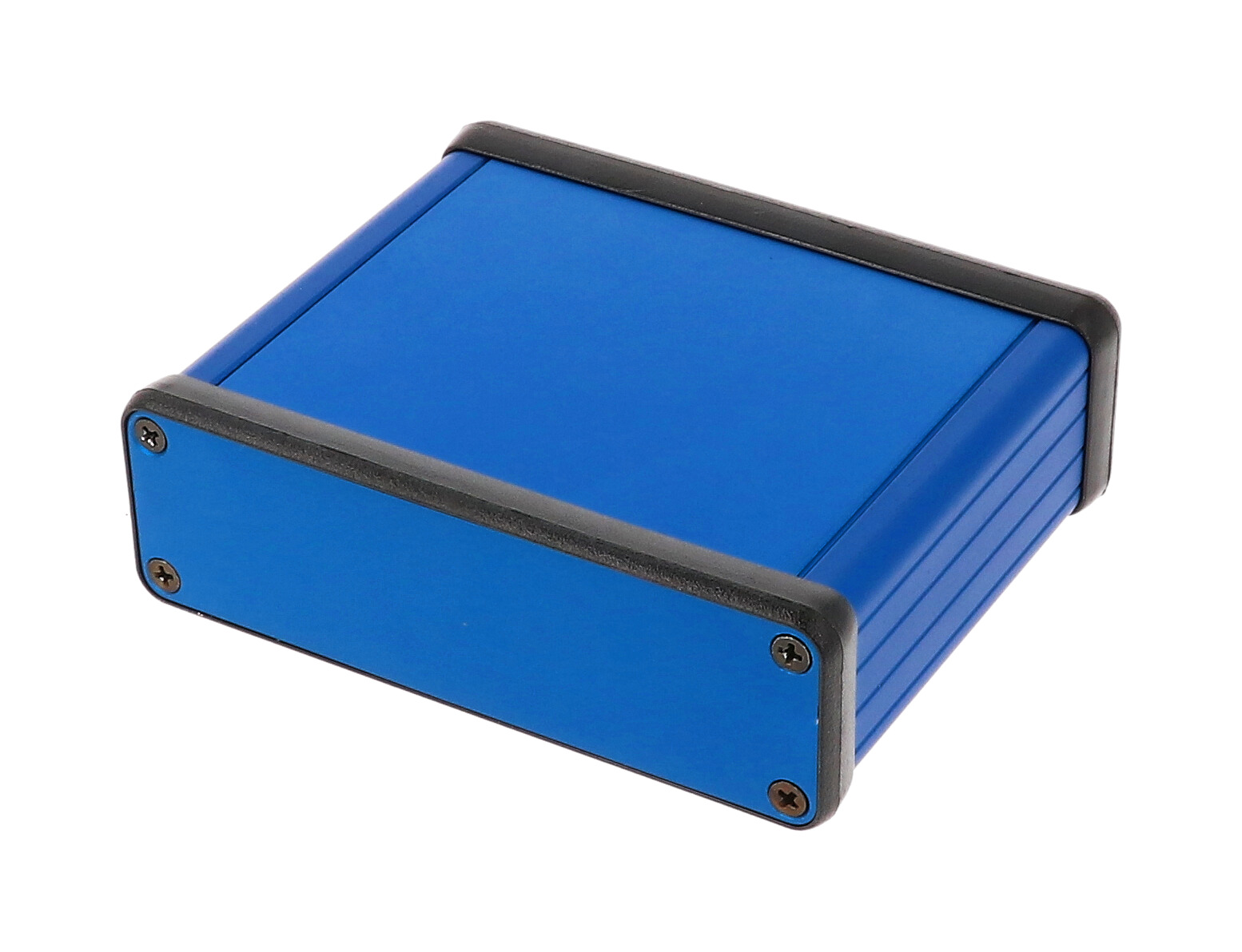 1455L801BU — blue extruded aluminum enclosure w/ metal end panels