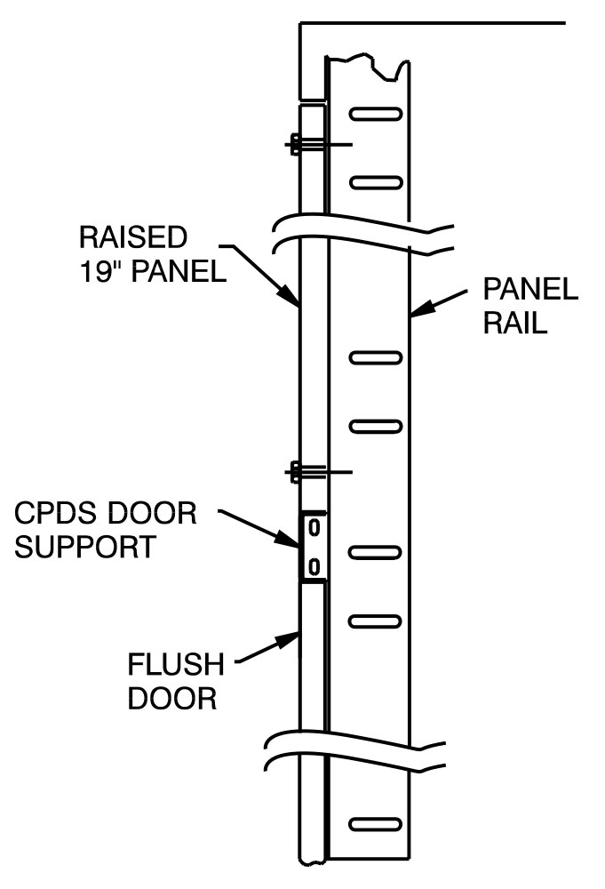 Hammond CPDS19BK1 1U partial height door support in textured black steel for 19-inch C2 series cabinets