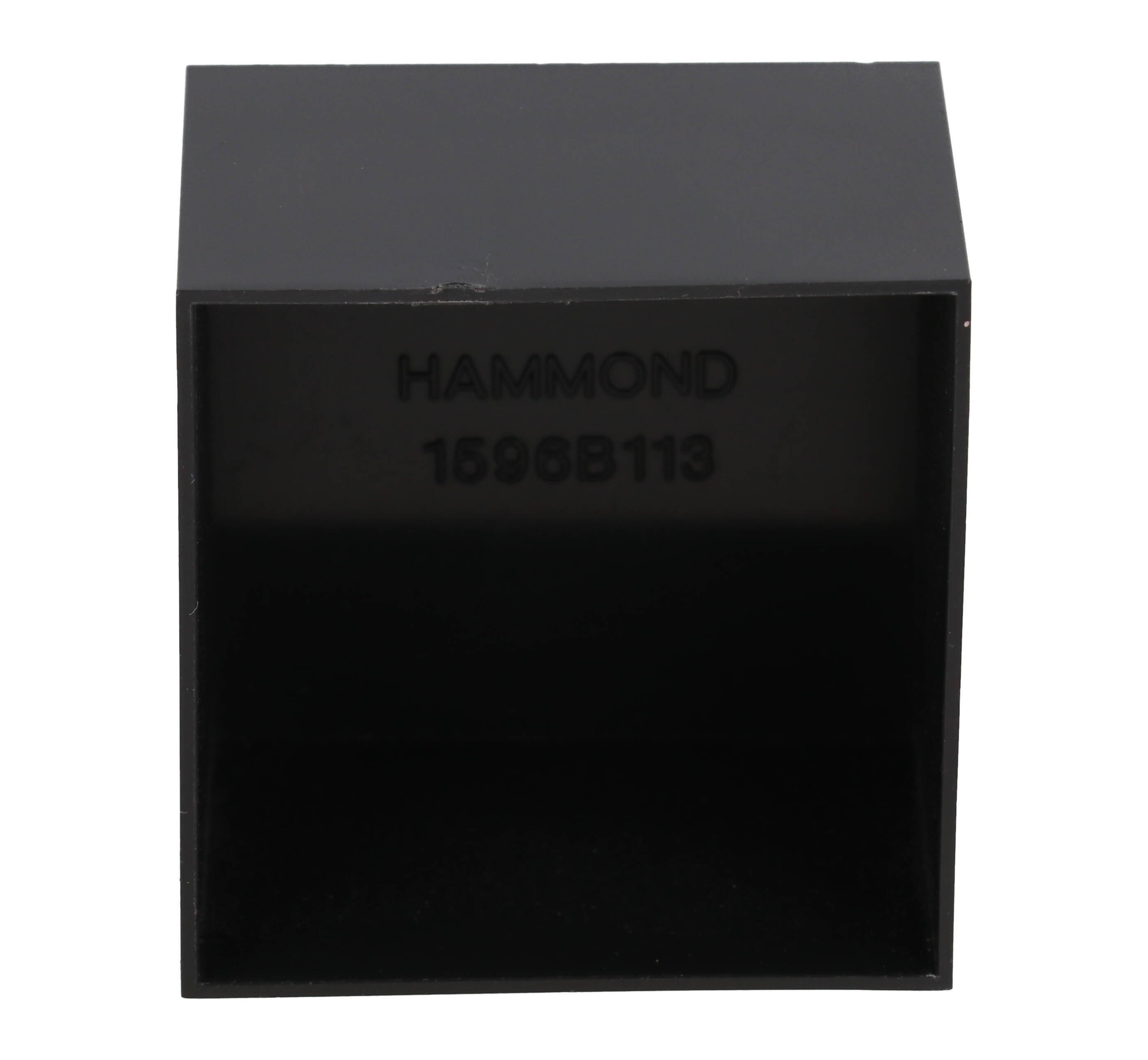 1596B113 black ABS square potting box, 40 x 40 mm, open top with no lid