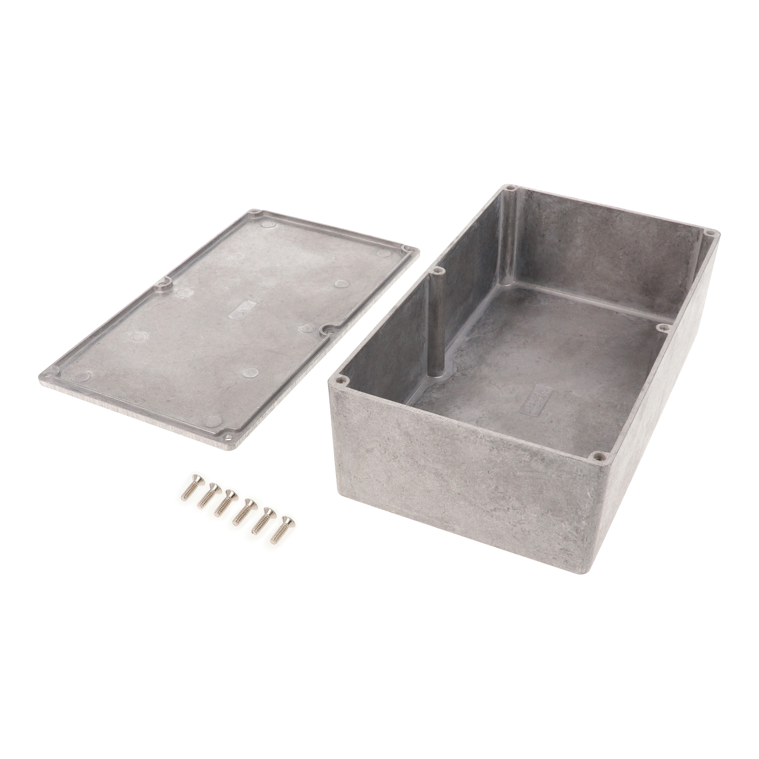 1590R1 natural aluminum diecast aluminum enclosure, 192 x 112 x 61 mm, with lid and six cover screws