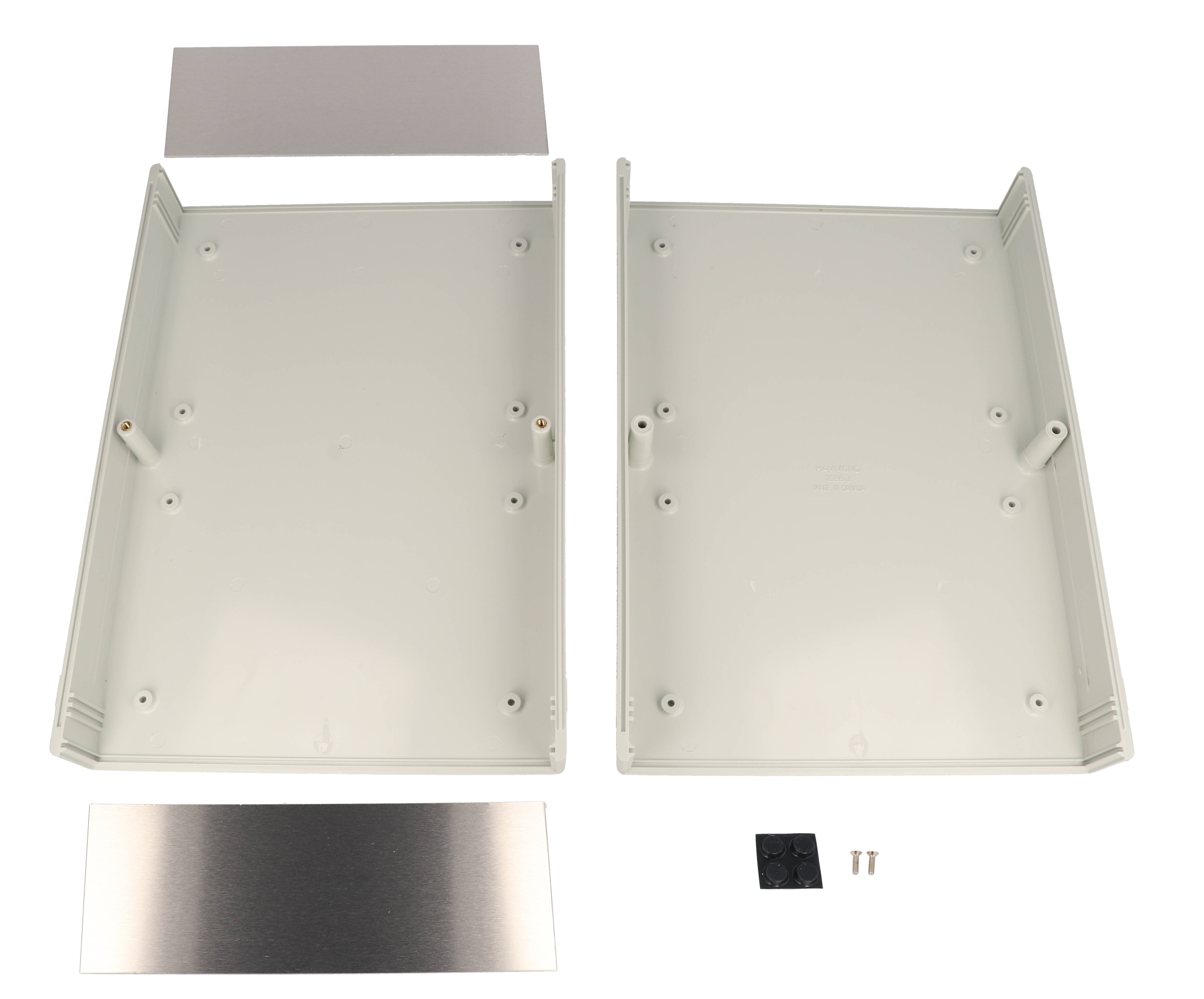 1598JGY light gray flame retardant ABS instrument case with brushed aluminum end panels