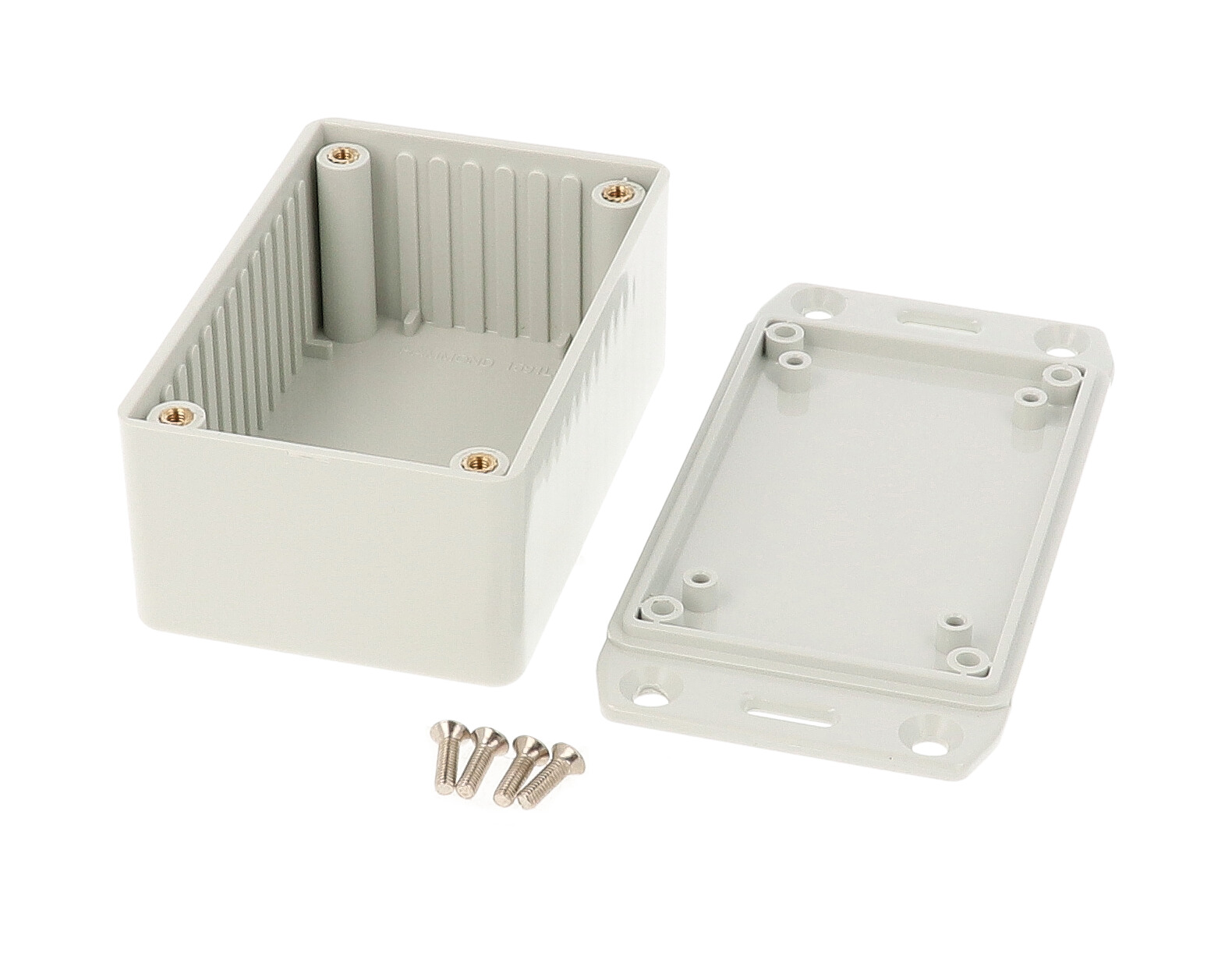 1591LFLGY light gray ABS plastic enclosure with flanged mounting lid