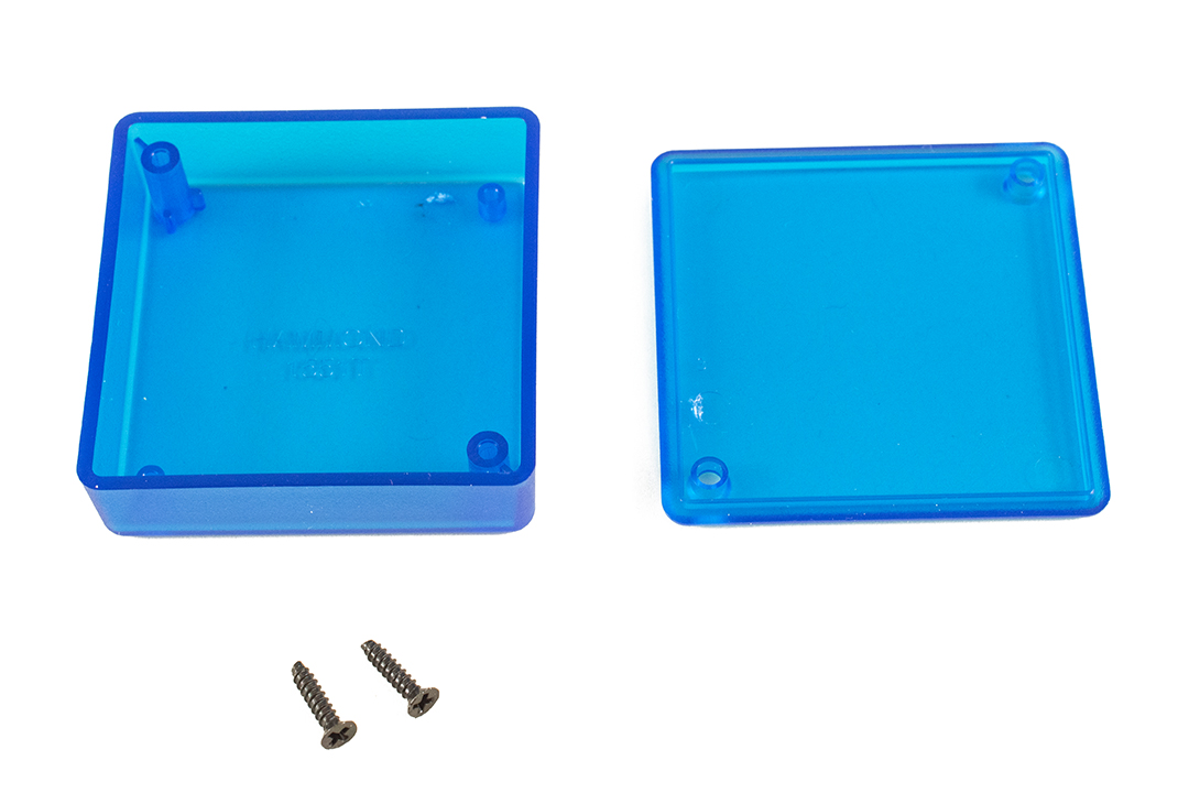 1551TTBU translucent blue ABS miniature enclosure, 60 x 60 x 20 mm, with lid