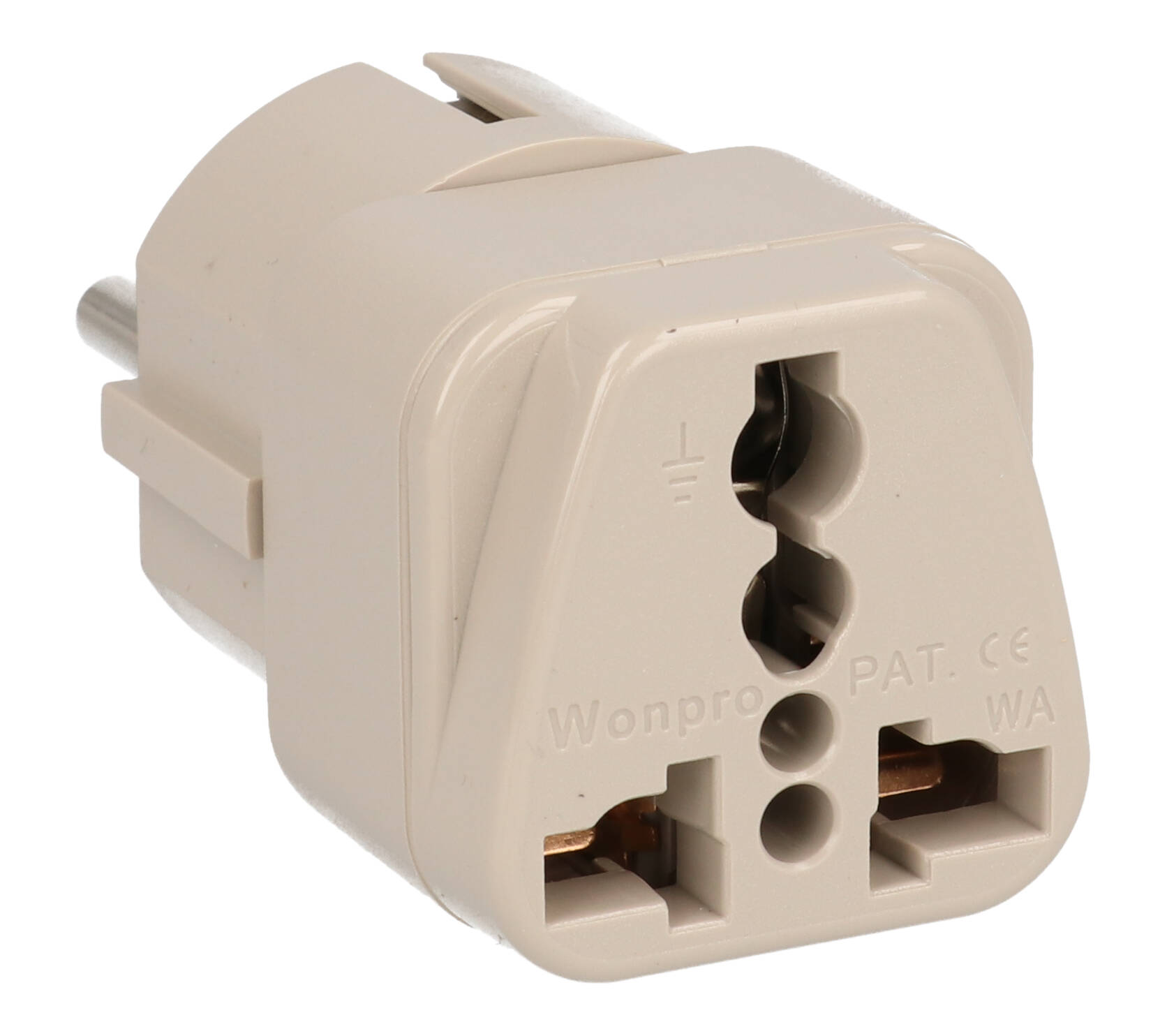 298G4 European grounded adaptor plug with plastic shell for plug-in isolation transformers