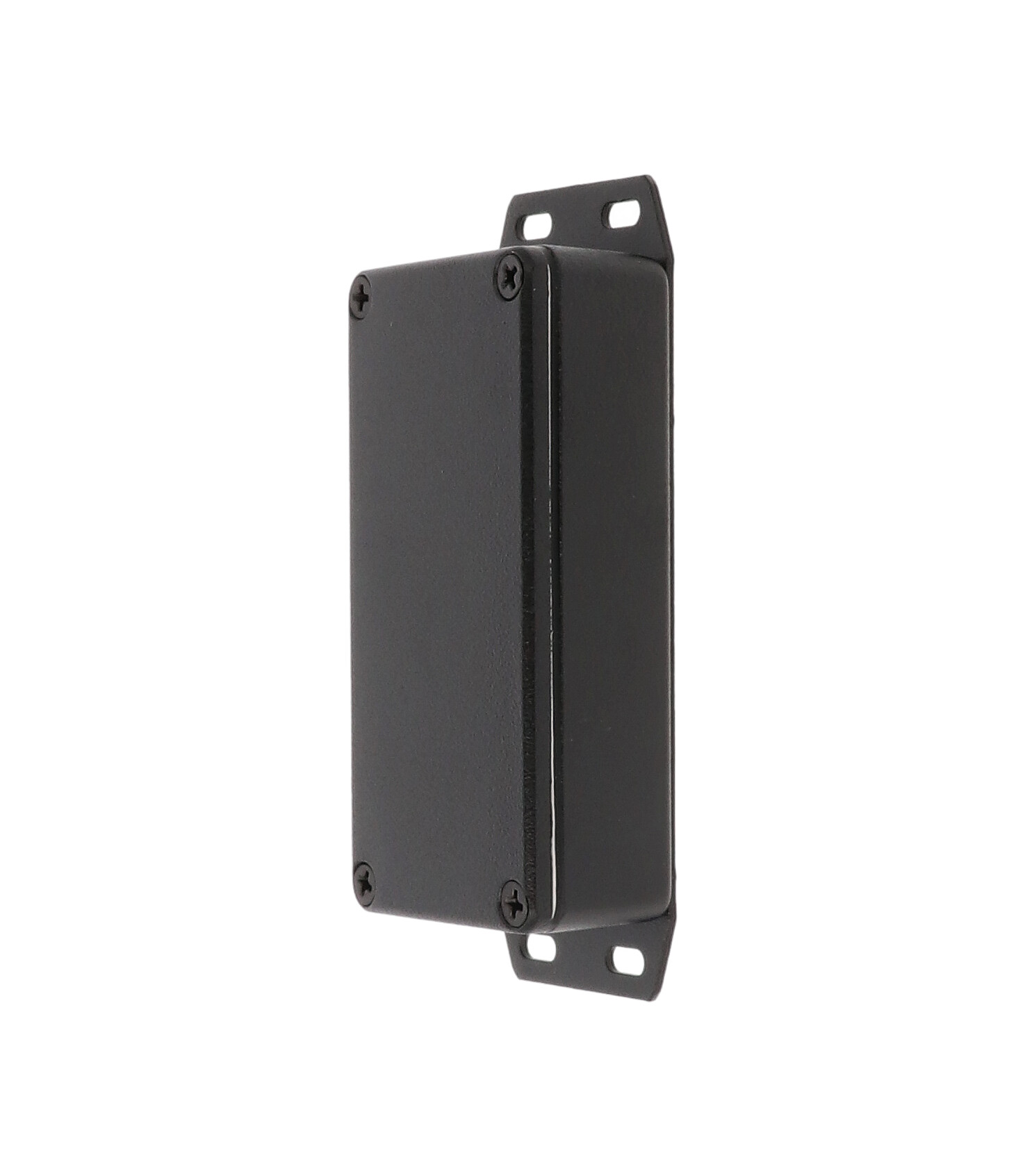 1590WG2FBK textured black watertight 1590G2 diecast aluminum enclosure, 100 x 50 x 31 mm, flanged bottom plate