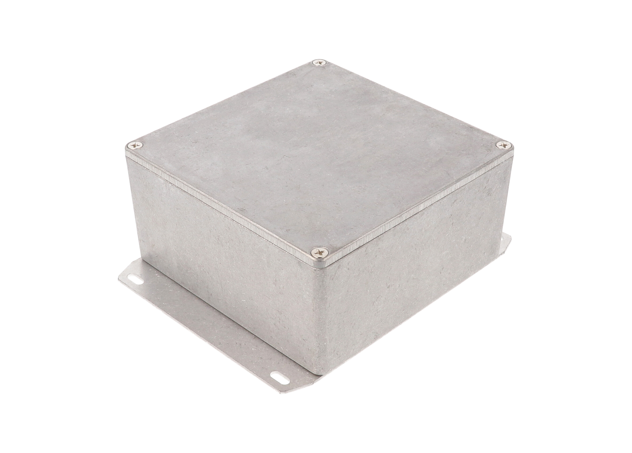 1590UF natural aluminum square diecast aluminum enclosure with flanged bottom plate