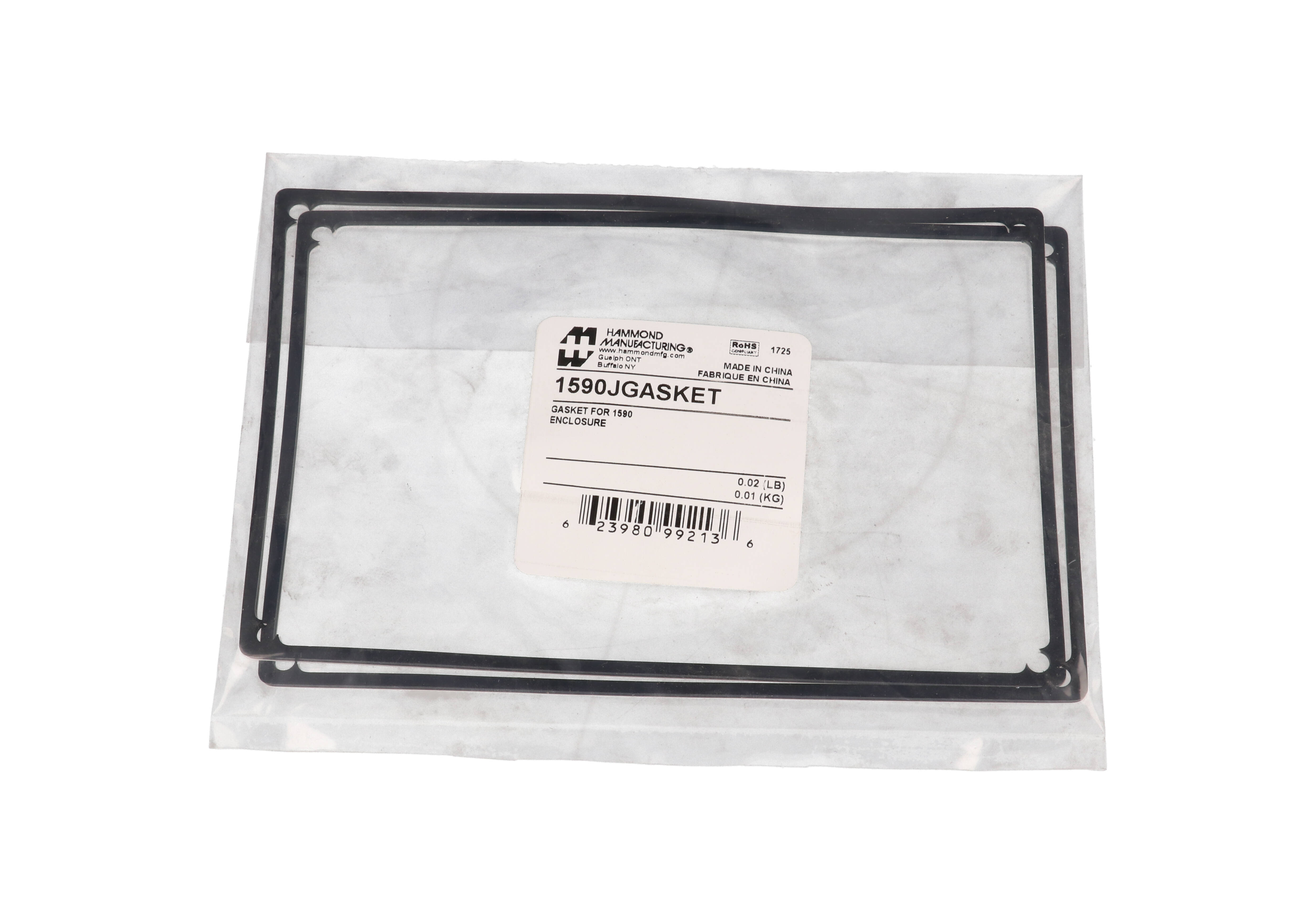 1590JGASKET silicone gasket 2-pack for 1590J diecast aluminum enclosures