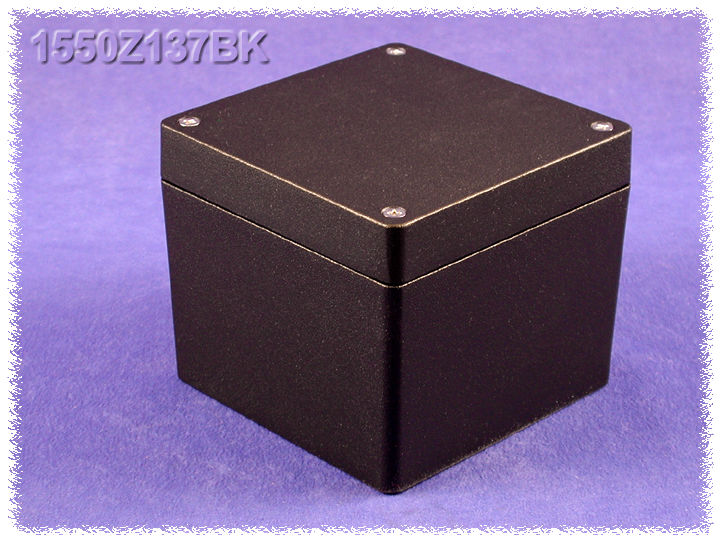 1550Z137BK black textured square deep watertight diecast aluminum enclosure, 121 x 121 x 102 mm