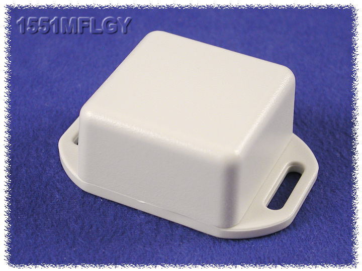 1551MFLGY light gray ABS miniature enclosure with flanged lid, 35 x 35 x 20 mm