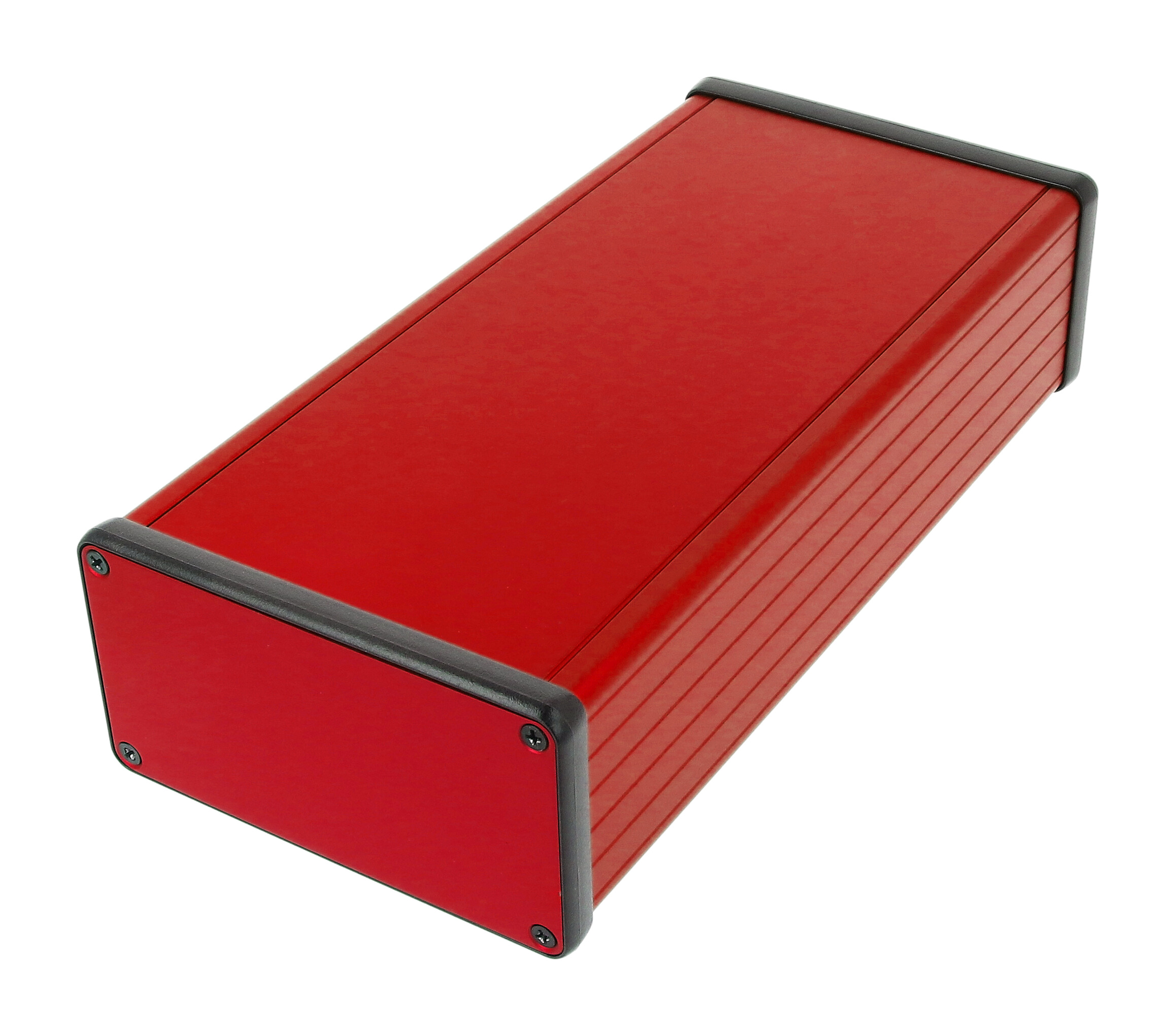 1455N2201RD — red extruded aluminum enclosure w/ metal end panels