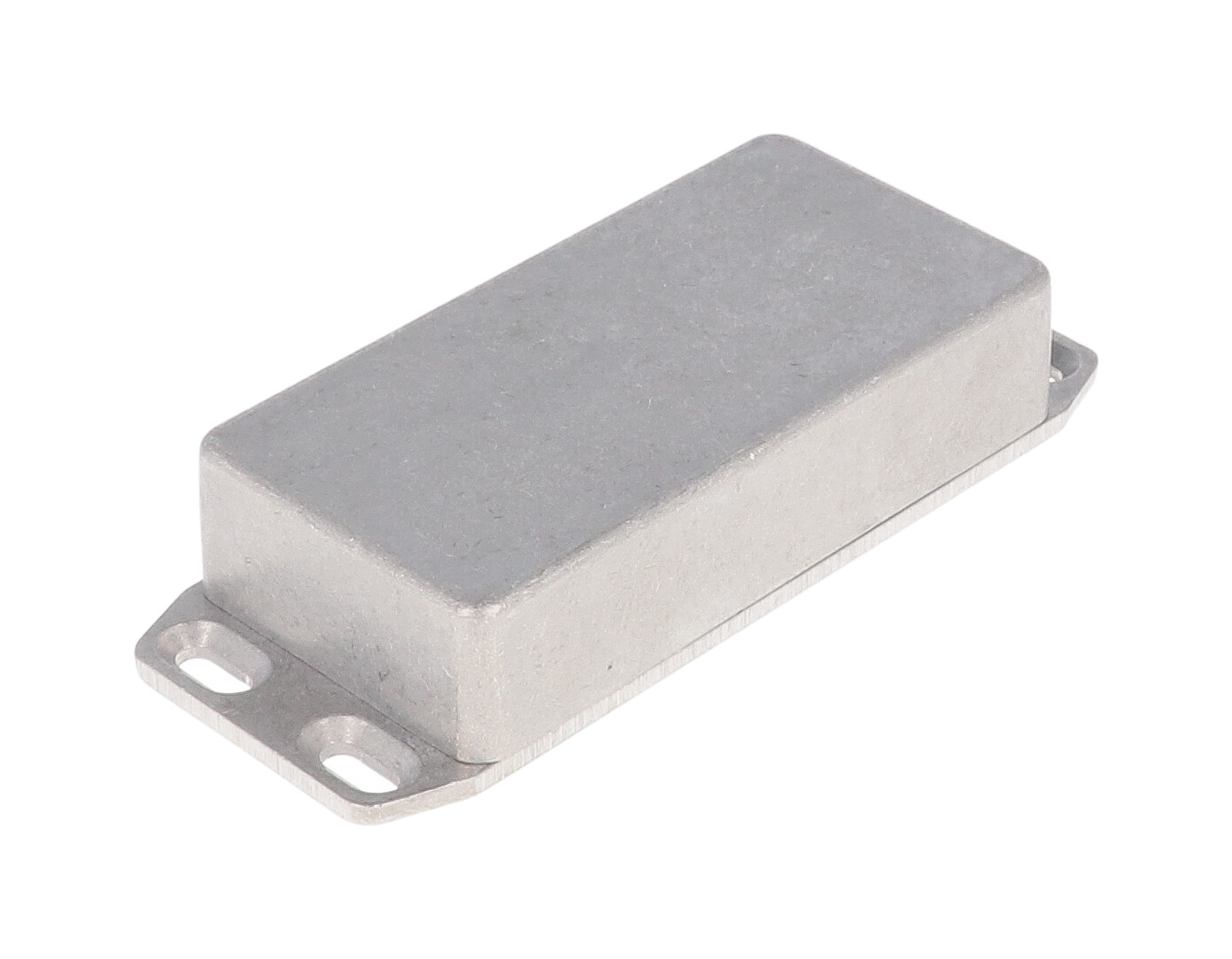1590GFL natural diecast aluminum enclosure with wall-mounting flanged lid, 100 x 50 x 25 mm