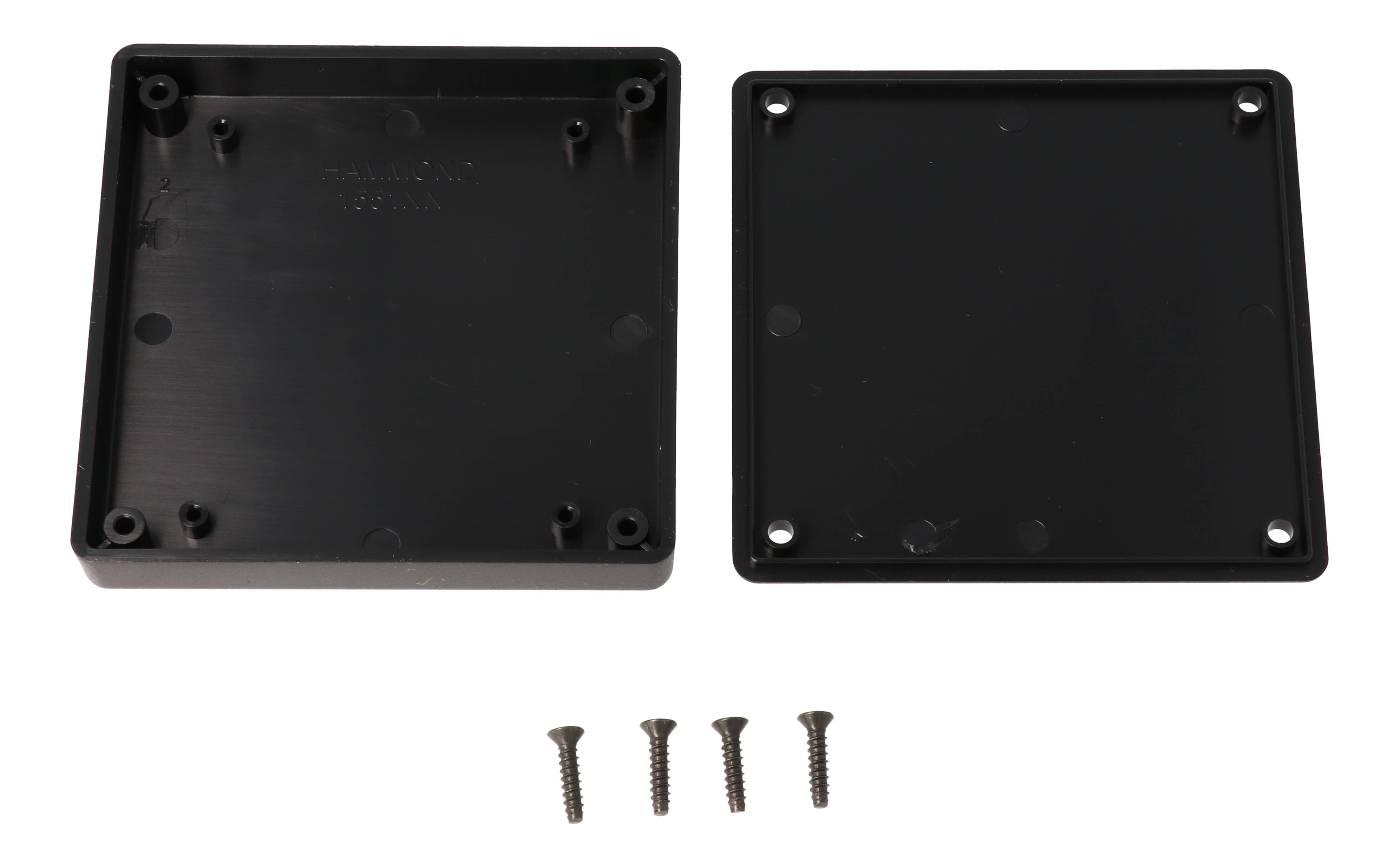 1551XXBK black ABS miniature enclosure, 80 x 80 x 15 mm