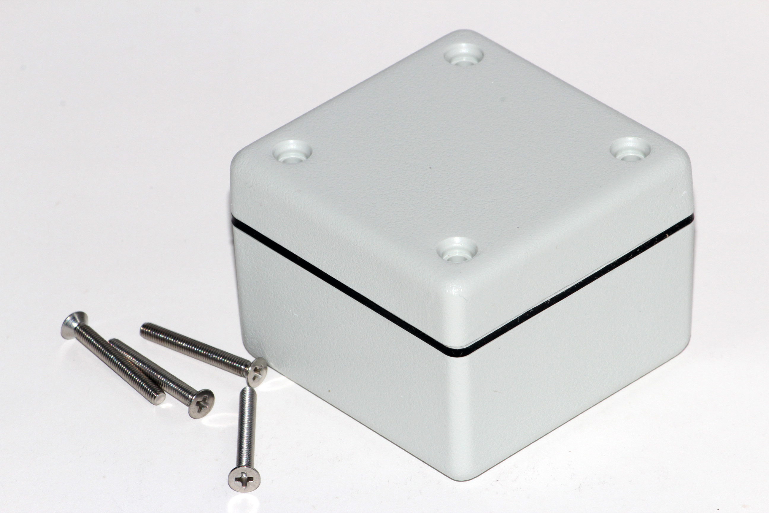 1594AWGY light gray water-tight flame retardant abs 1594A enclosure, 56 x 56 x 40 mm, with lid