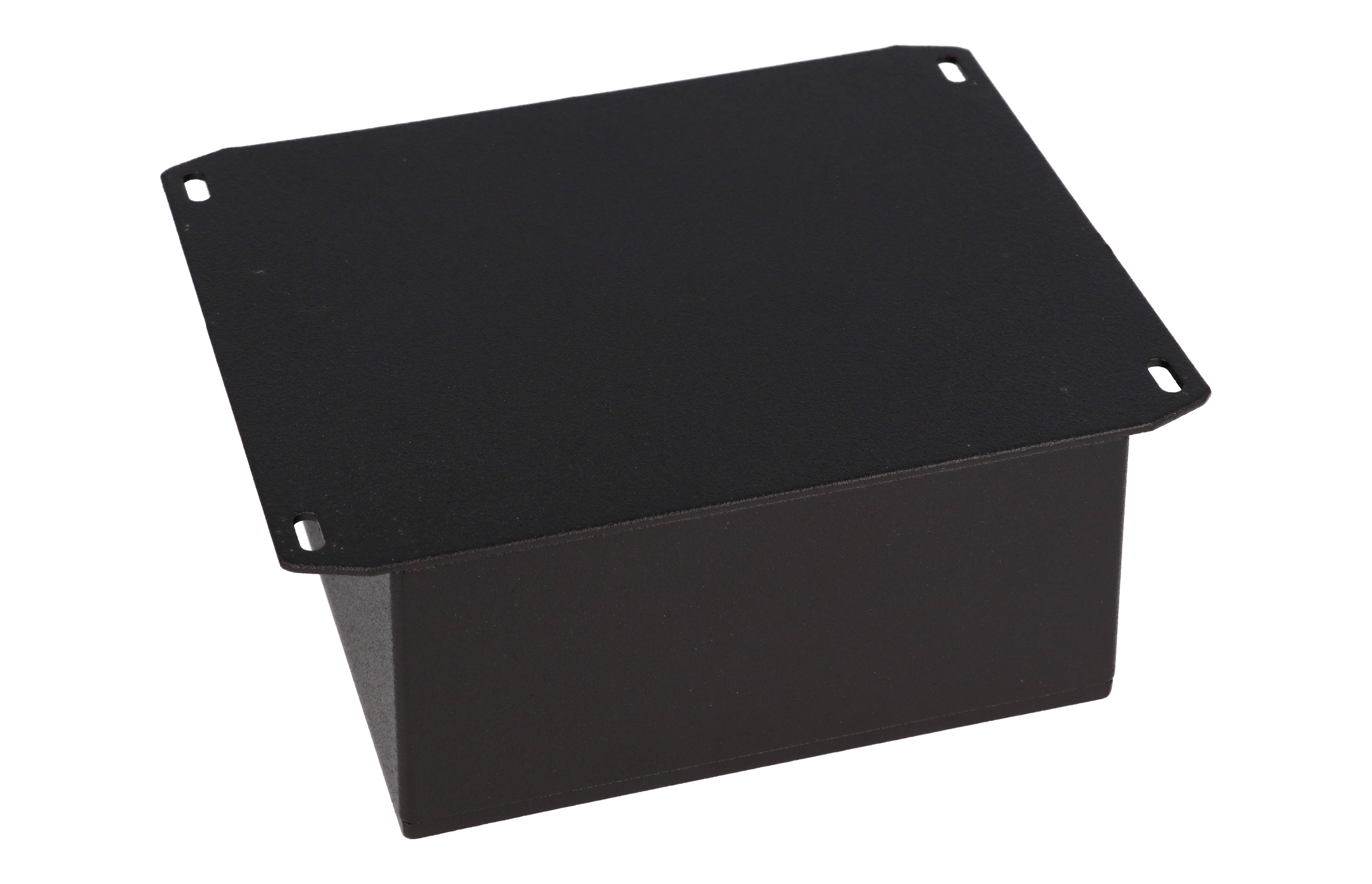 1590KKFBK — 125 X 125 X 57MM FLANGED ALM BOX BLACK