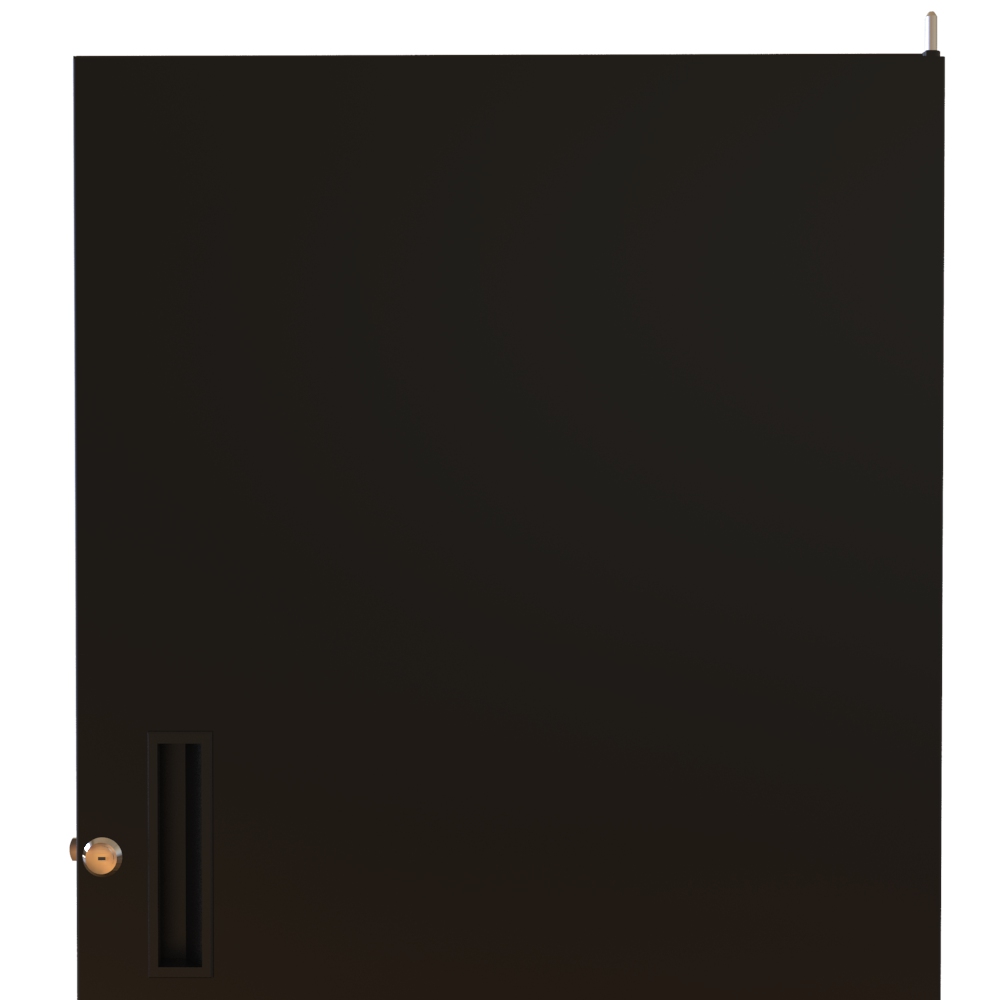 RSDF19049BK1 28U solid flush locking cabinet door in textured black 16-gauge steel for REFK rack frames