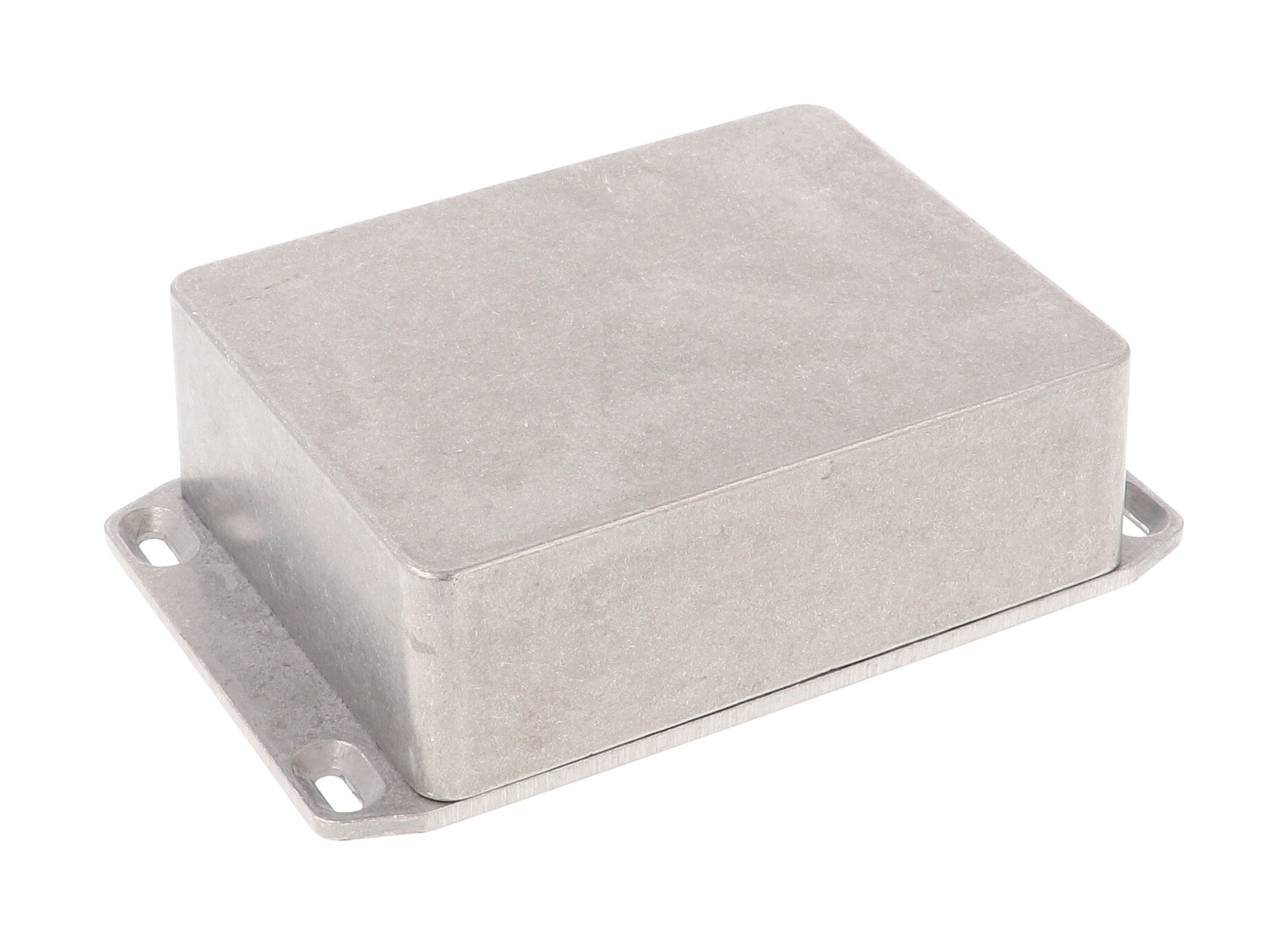 1590BBSFL natural finish diecast aluminum enclosure with flanged mounting lid