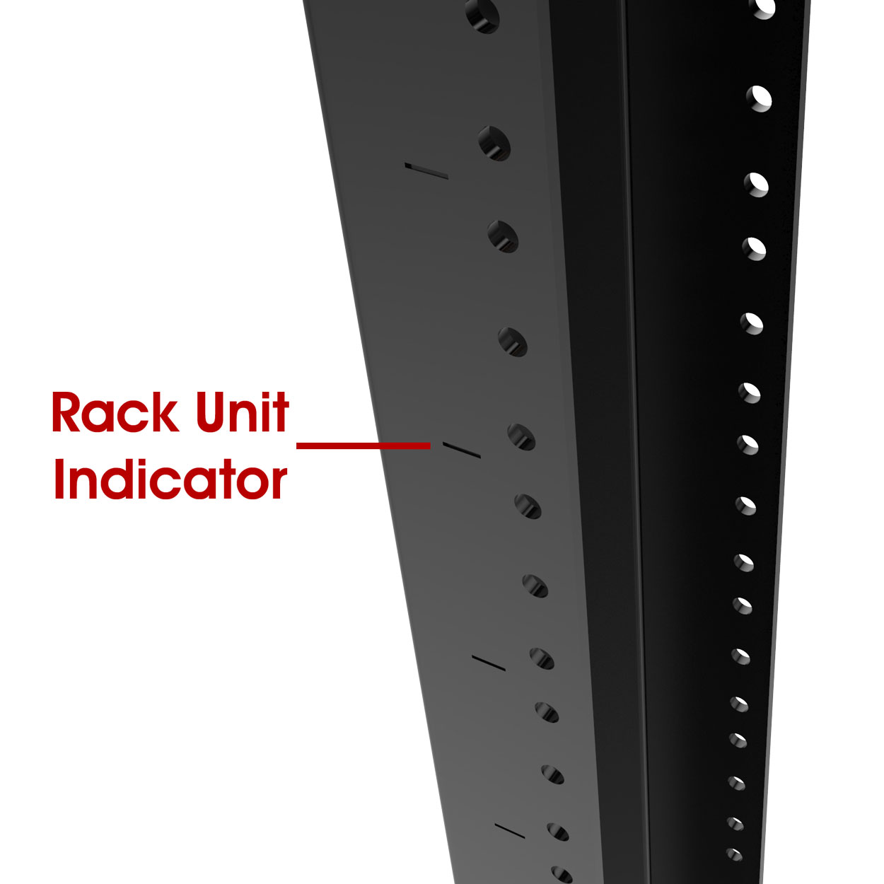 Hammond RB-2P24 24U black two-post open frame 19-inch equipment rack with double-tapped 10-32 mounting rails — view 4