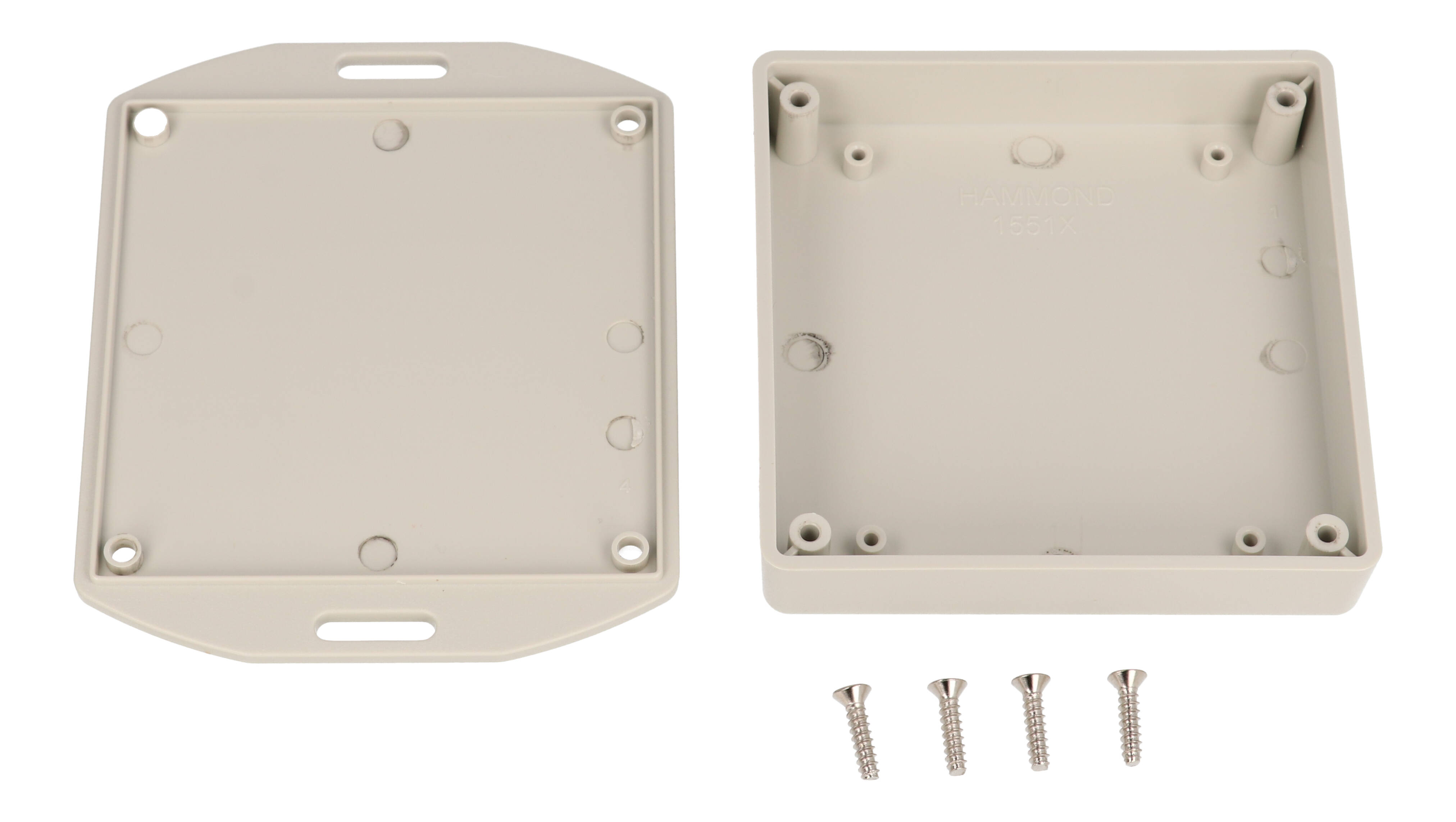 1551XFLGY grey ABS miniature enclosure, 80 x 80 x 20 mm, with flanged lid