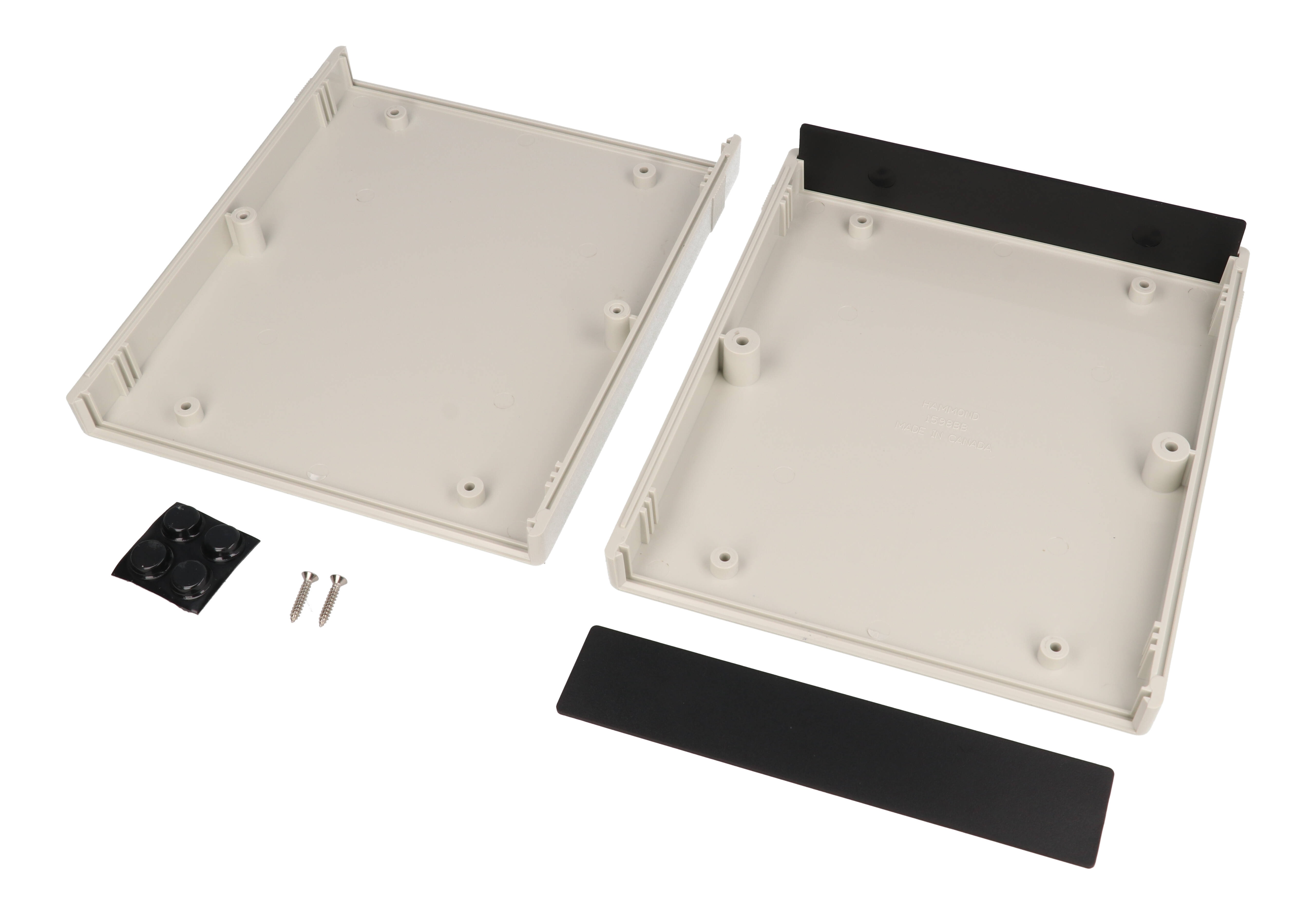 1598BBSGYPBK light gray ABS 1598 Series instrument case with black plastic end panels