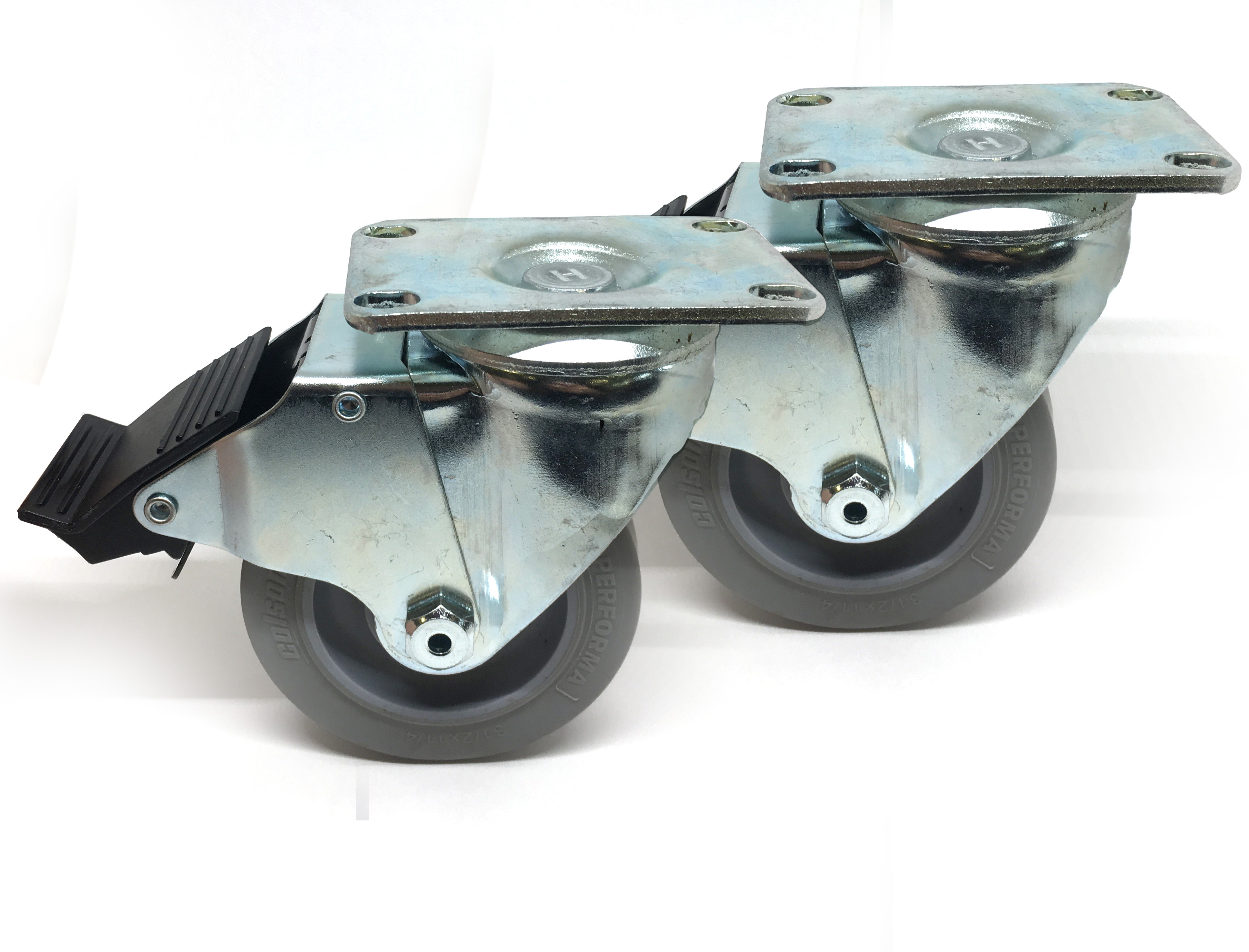 Hammond CCSTN pair of non-locking low-profile swivel casters with 3.5 in grey composite wheels and C2 cabinet mounting brackets