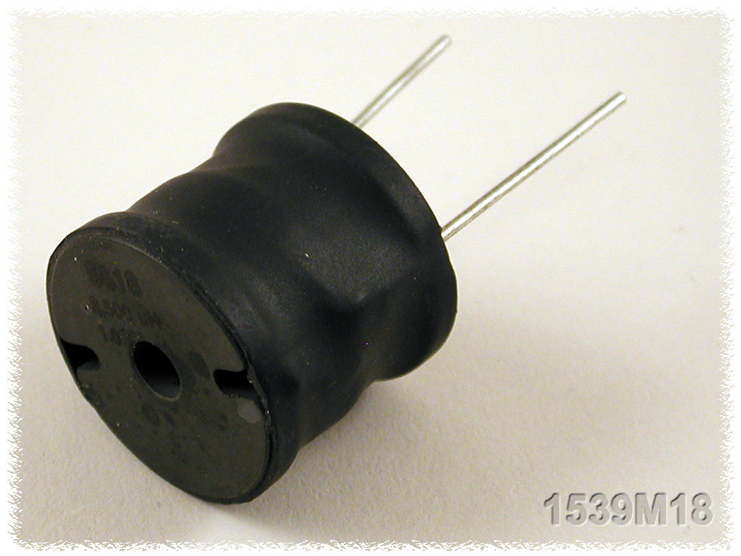1539M09 2500 uH 0.85 A EMI/RFI ferrite bobbin choke with tinned leads — view 2