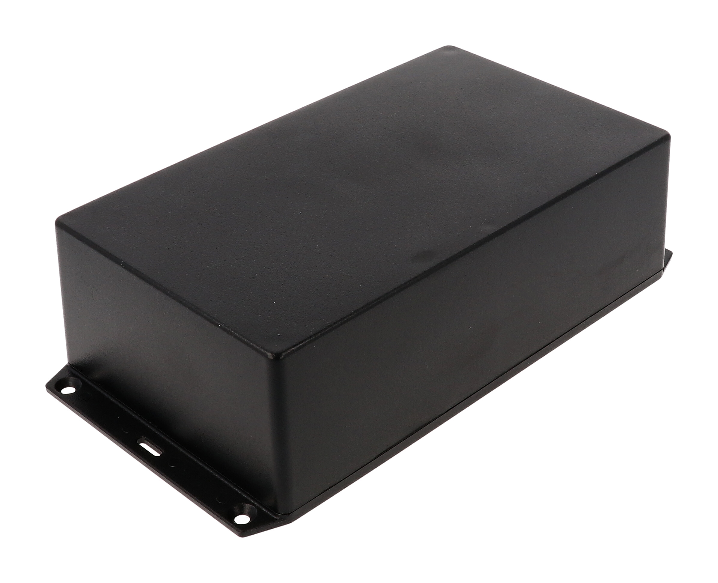 1591XXEFLBK black ABS plastic enclosure with flanged lid, 7.60 in x 4.45 in x 2.40 in