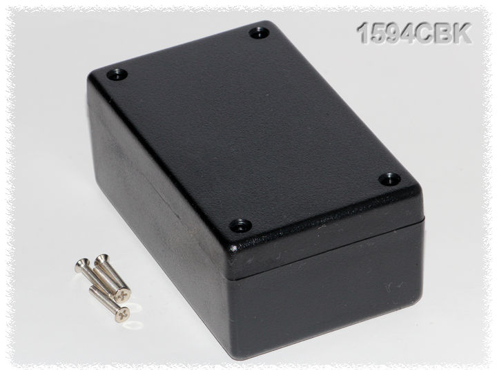 1594CBK black flame retardant abs plastic 1594C enclosure, 106.5 x 66 x 45 mm, with lid
