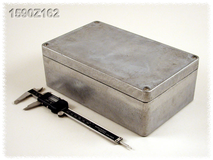 1590Z162 natural diecast aluminum watertight enclosure, 260 x 160 x 90 mm, with lid and recessed screws