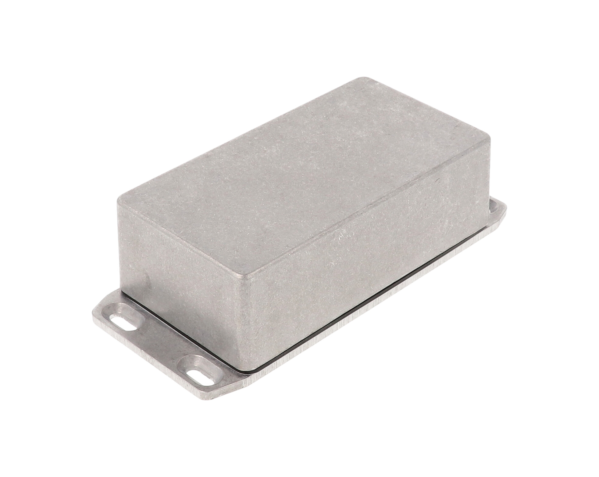 1590WN1FL natural aluminum watertight diecast enclosure, 121 mm x 66 mm x 40 mm, with flanged mounting lid
