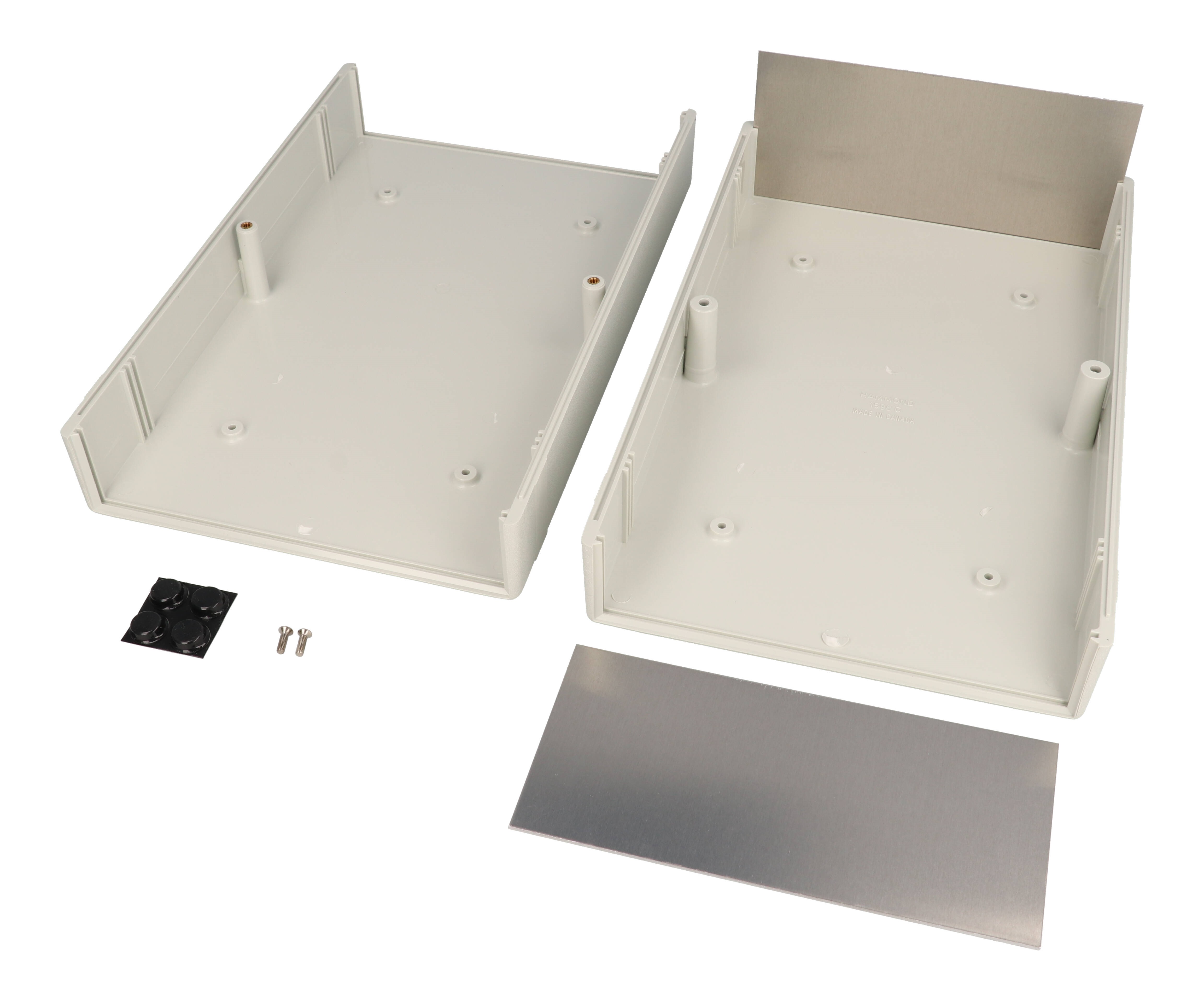 1598GGY light gray flame retardant ABS instrument case with aluminum end panels
