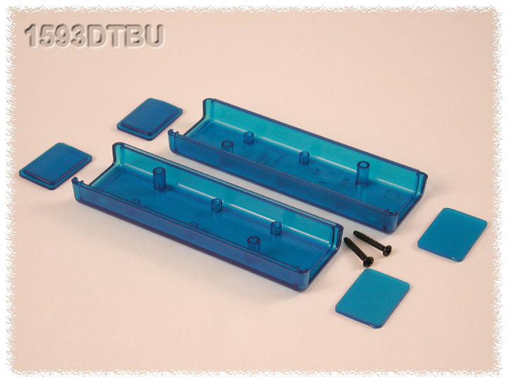 1593DTBU transparent blue slim handheld ABS enclosure