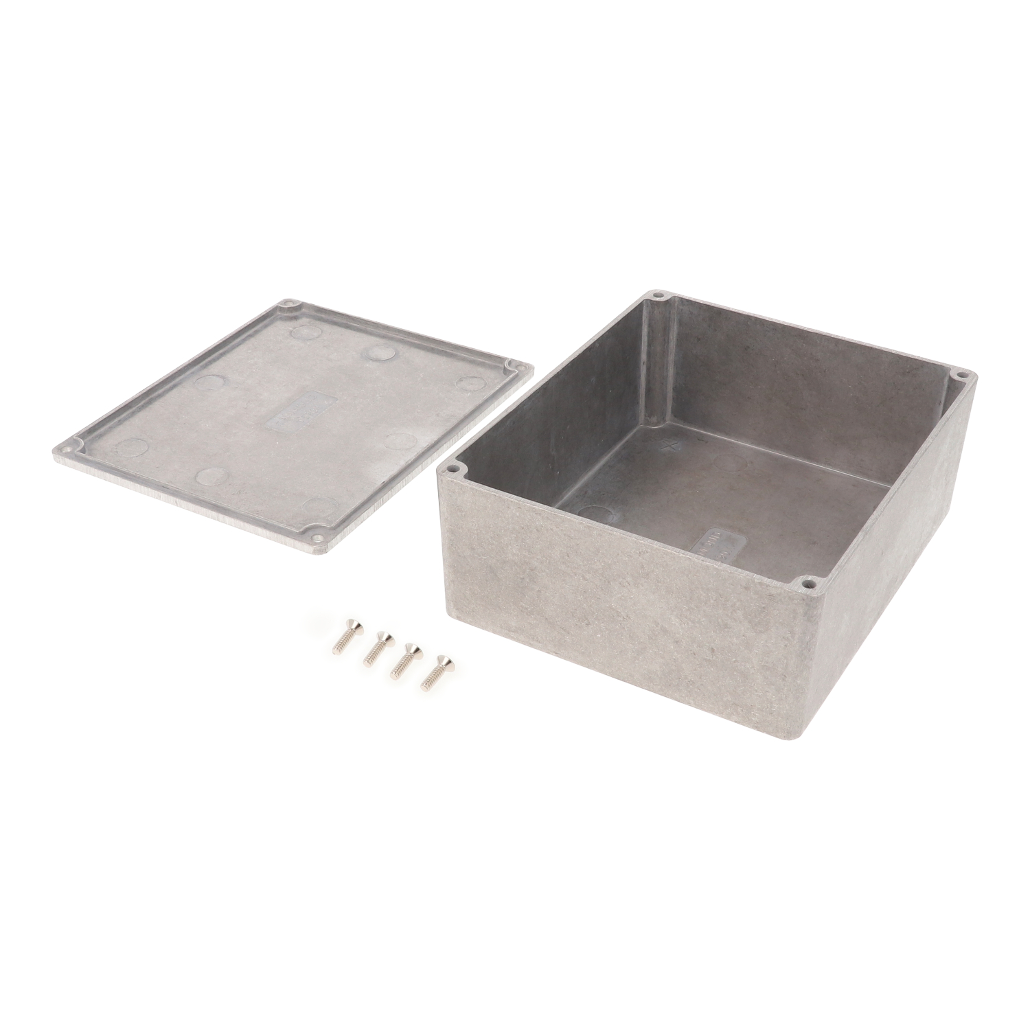 1590X natural finish diecast aluminum enclosure, 145 x 121 x 56 mm, with lid and cover screws