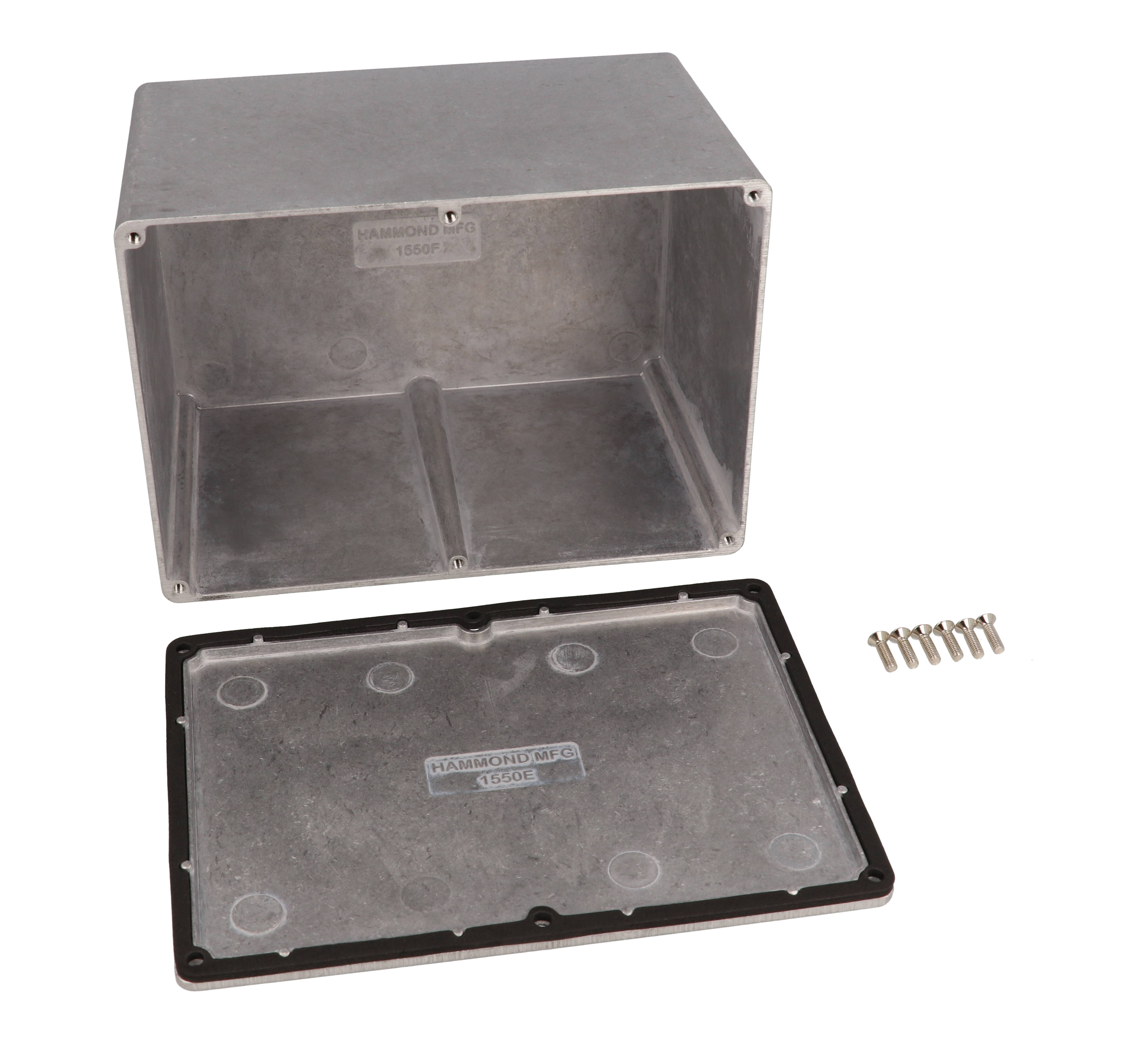 1550WF natural watertight diecast aluminum enclosure, 171 x 121 x 105 mm, with screw-down lid