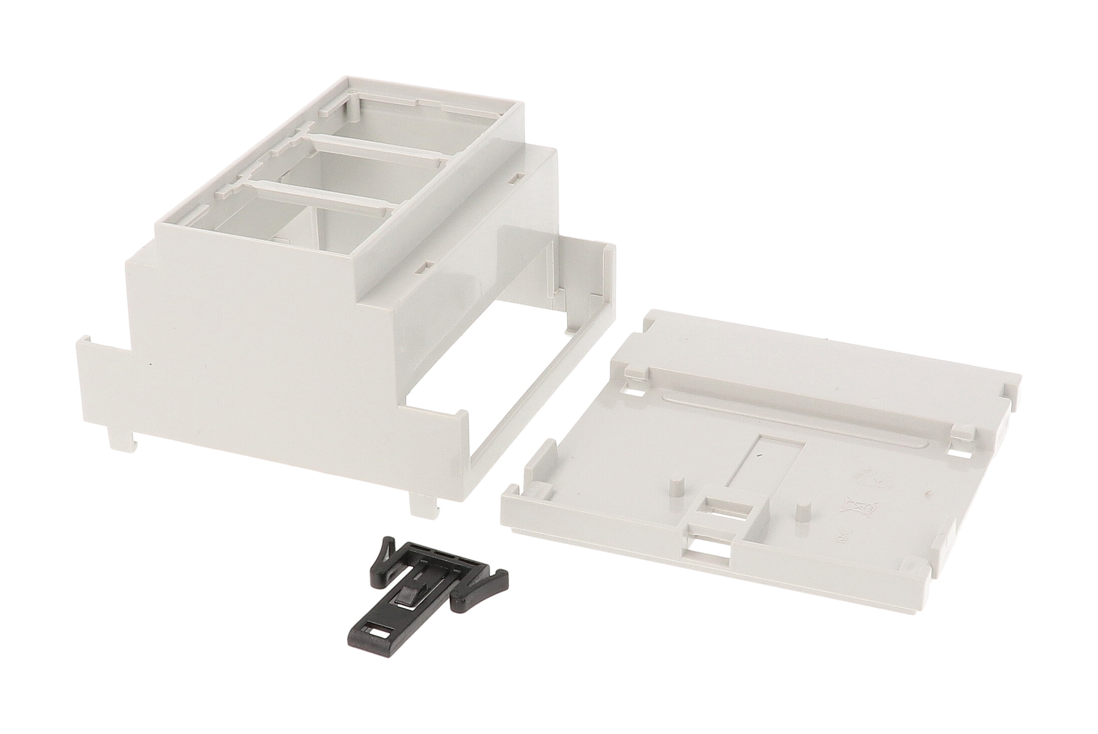 1597DIN5MH53 light grey DIN 5 open-top DIN rail enclosure with open terminals