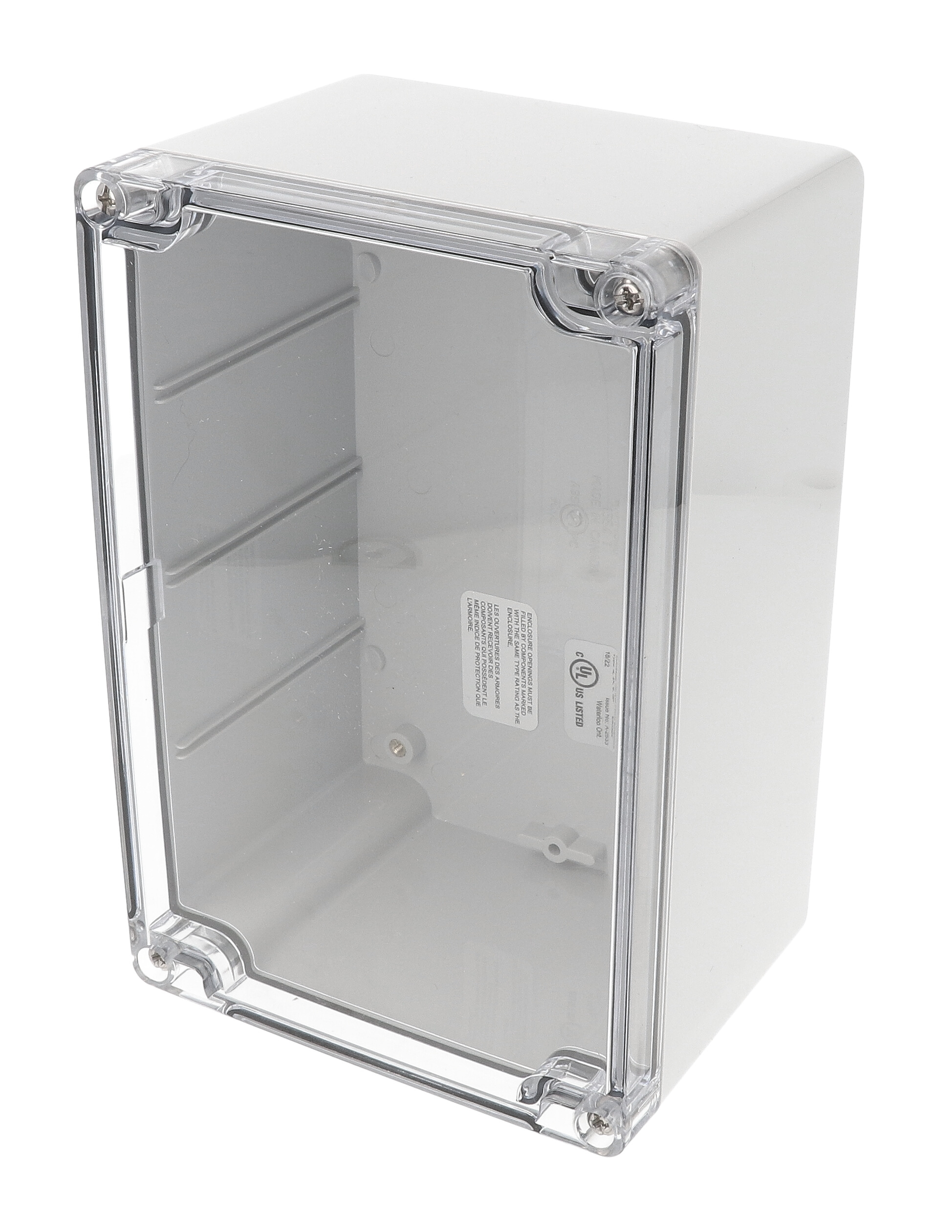 1554T2GYCL light gray polycarbonate 180 x 120 x 90 mm enclosure with clear lid