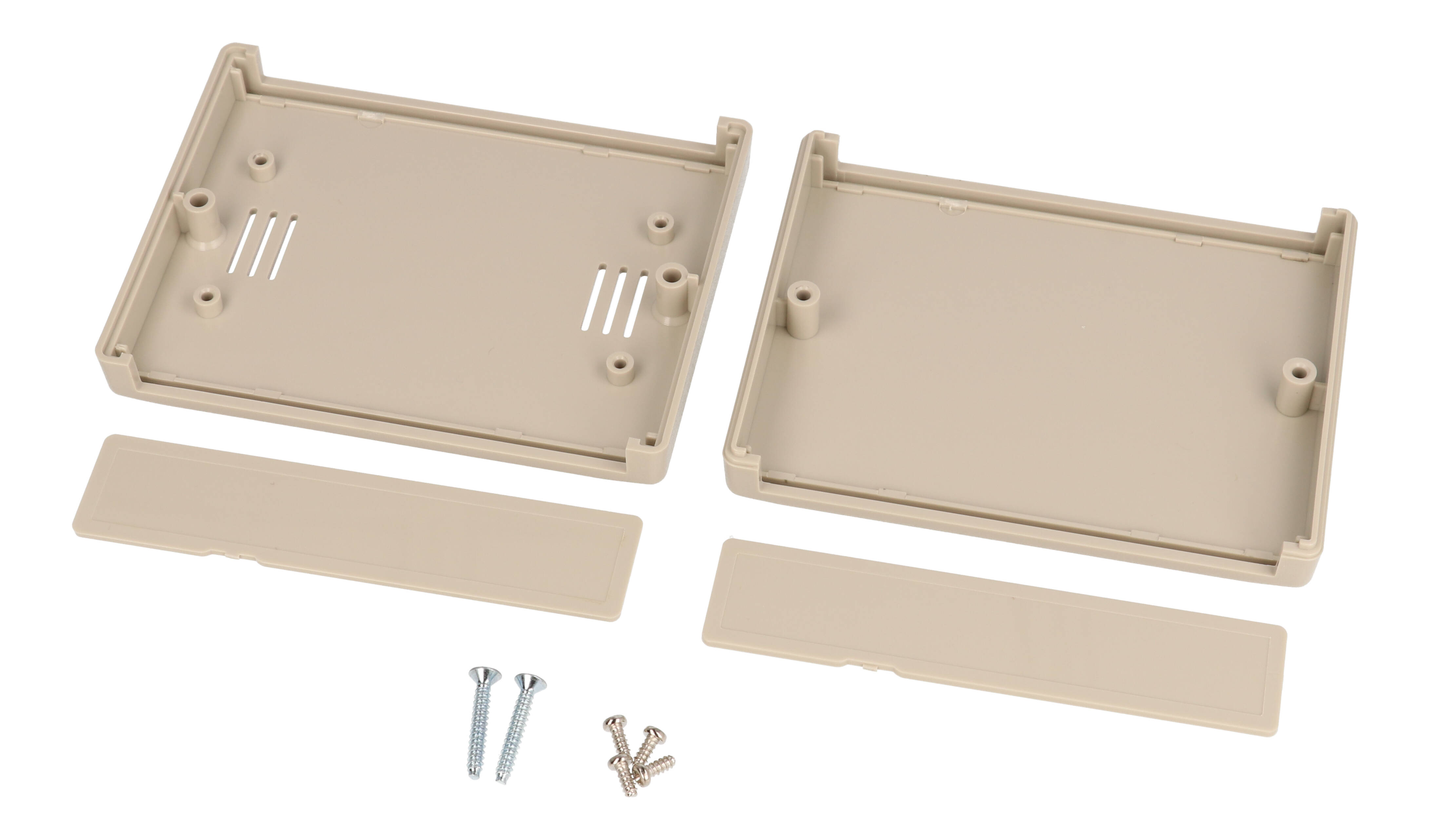 RM2005S light gray ABS instrument enclosure with removable end panels, 105 x 80 x 25 mm