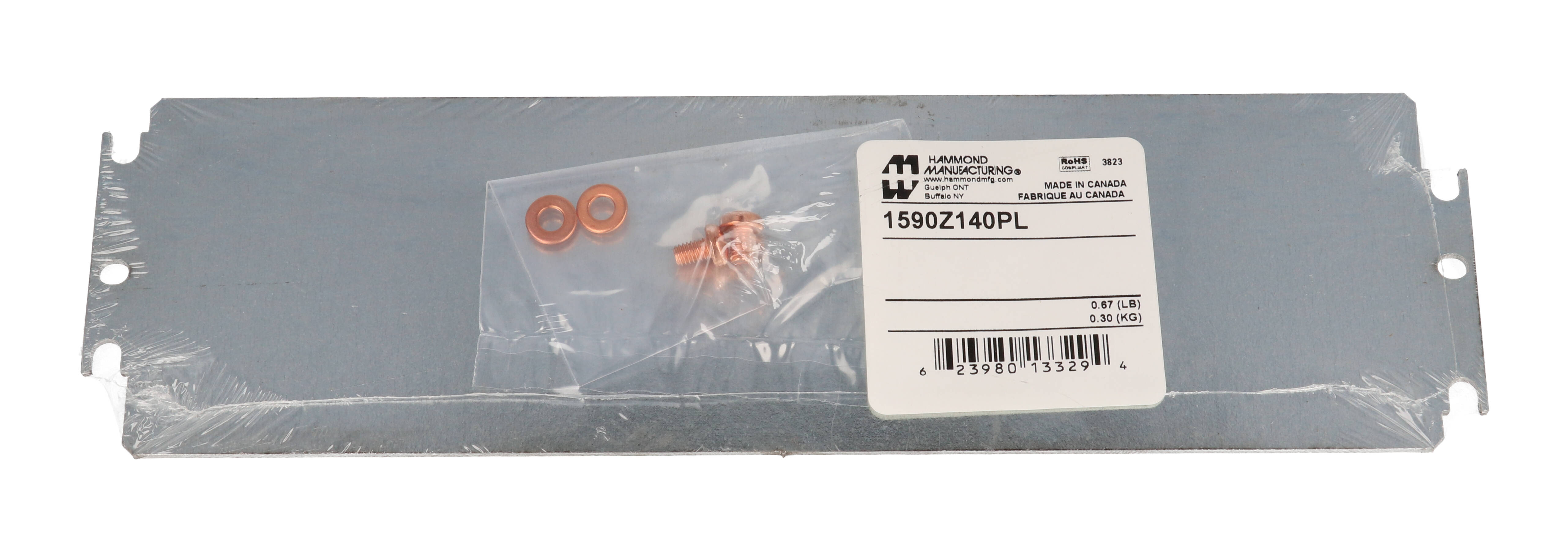 1590Z140PL steel inner mounting panel, 239 x 67 mm, for 1590Z140 enclosures