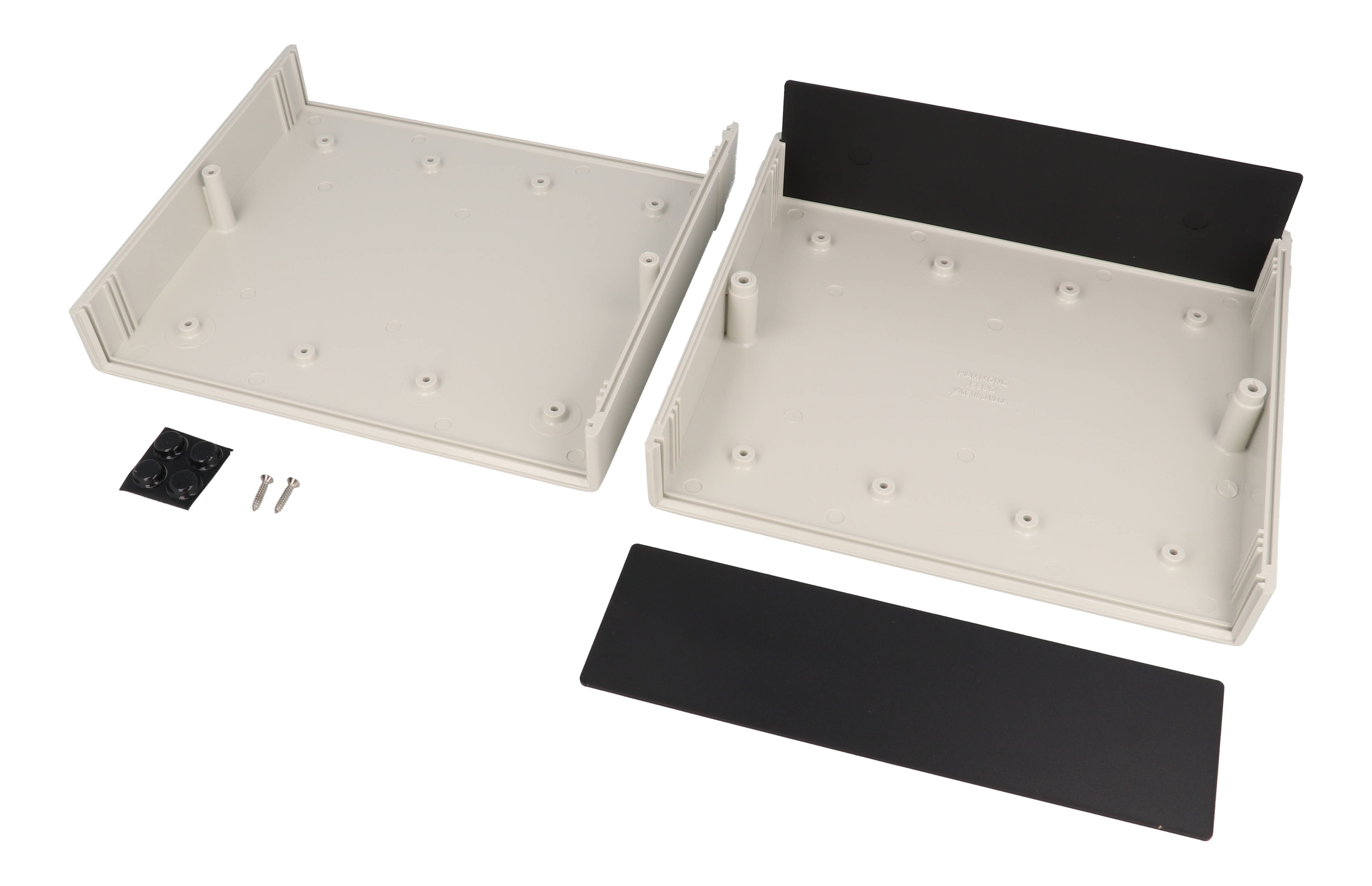 1598DSGYPBK light gray ABS 1598 Series instrument case with black plastic end panels