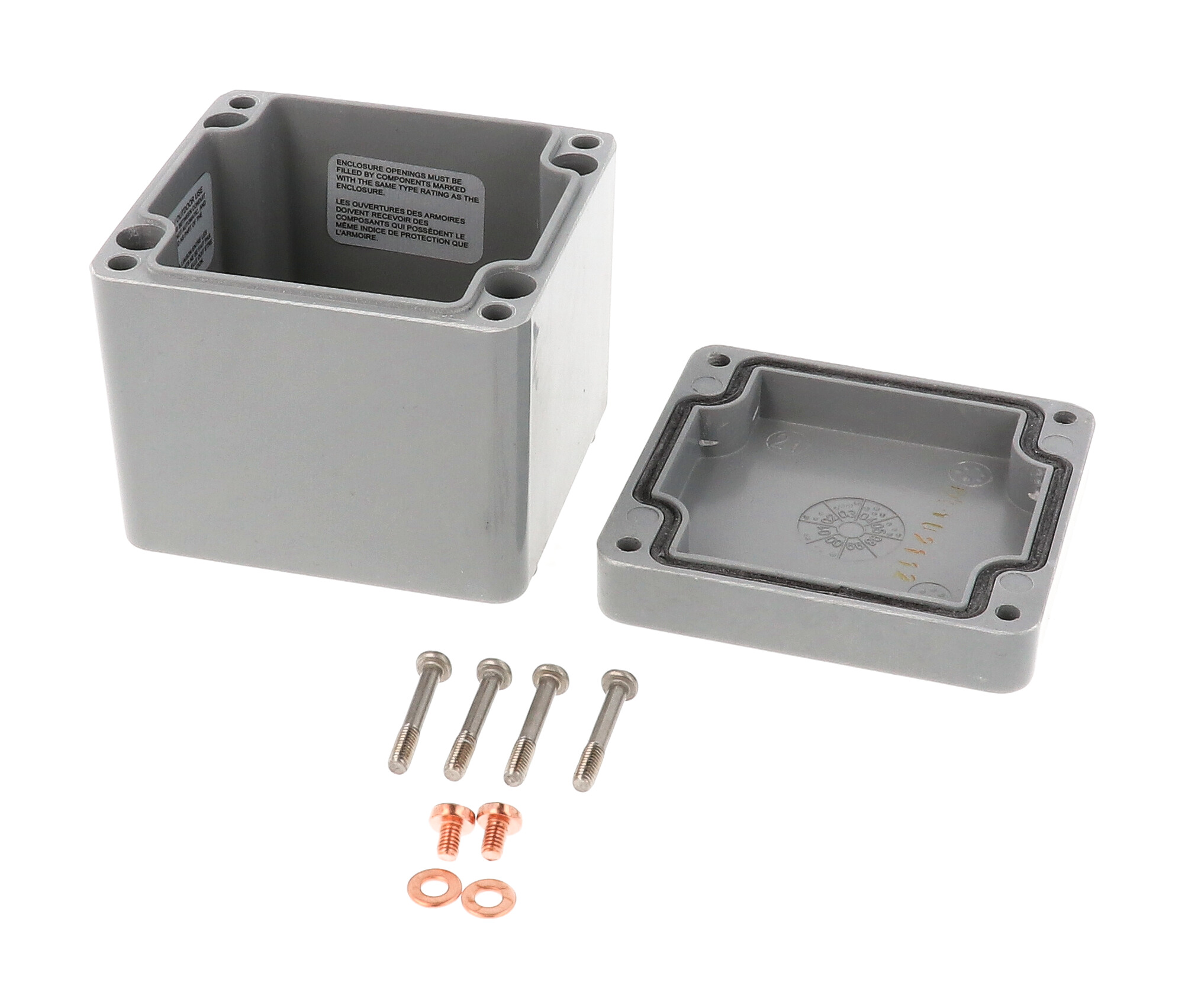 1590ZGRP084 gray glass reinforced polyester deep enclosure, 80 x 75 x 75 mm