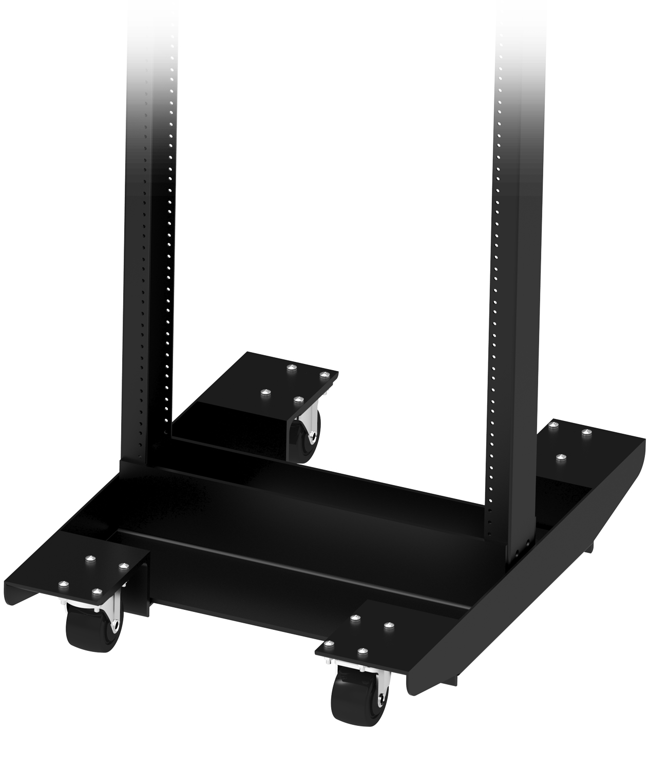 Hammond RRLPDOL low profile 2-post relay rack dolly with four lockable swivel casters