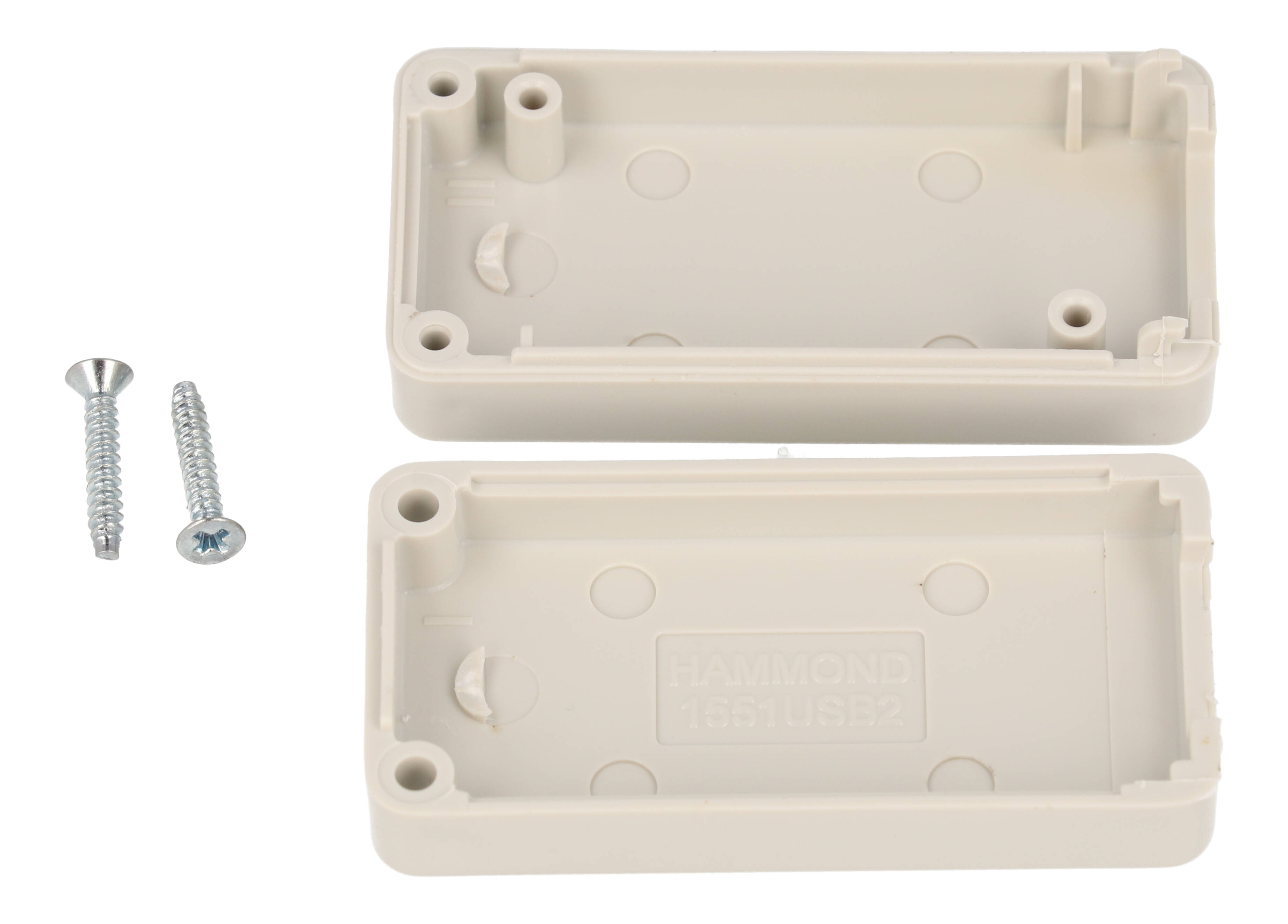 1551USB2GY grey ABS plastic miniature USB enclosure, 50 x 25 mm, with USB-A opening and recessed lid