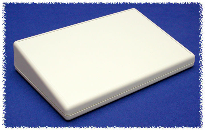 1599KTSGY light gray short-slope ABS sloping console enclosure, 220 x 140 mm